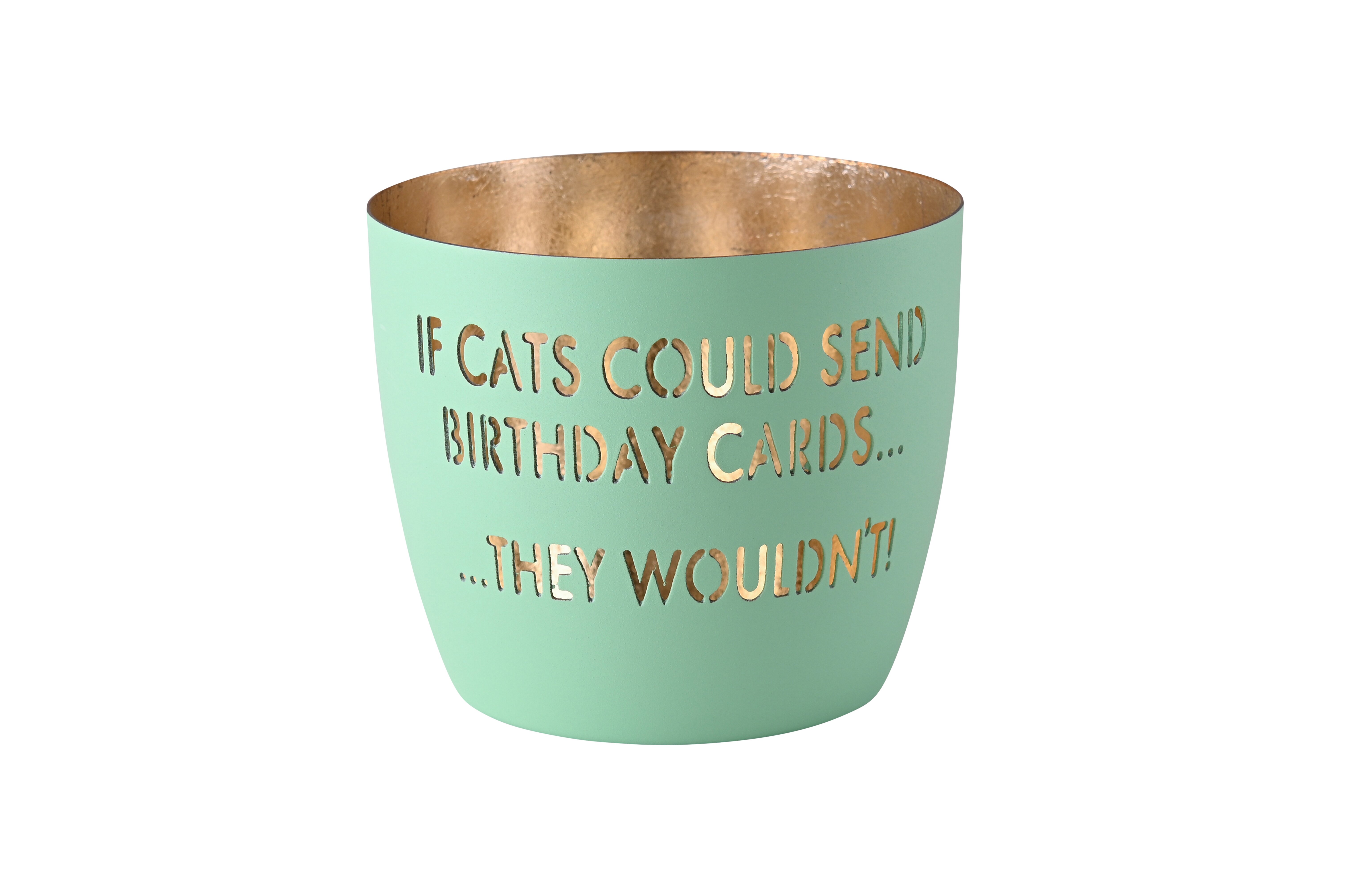 Madras, Windlicht, M, Motiv: If cats could sent…, aqua/gold