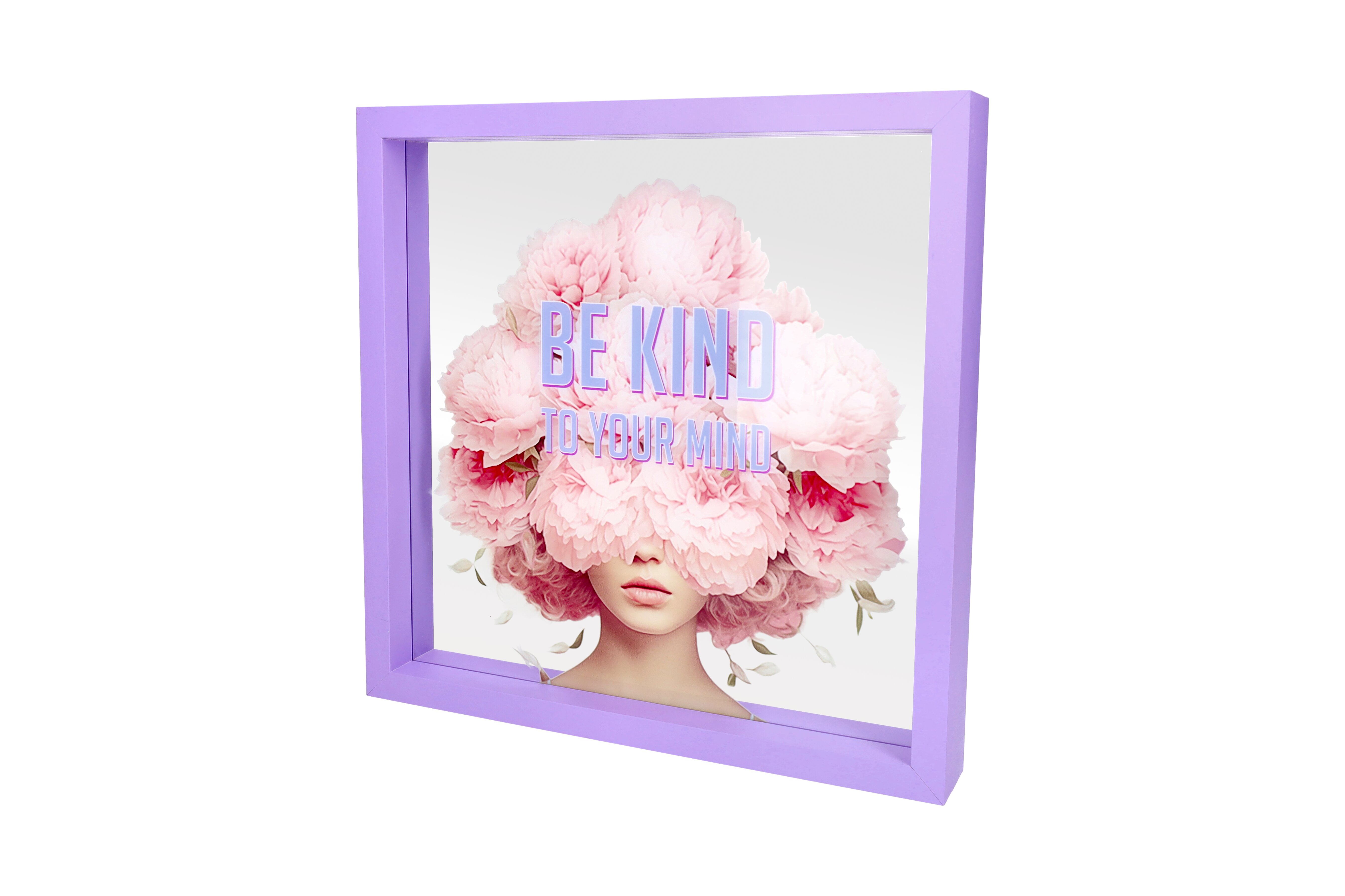 Love Frames, glass picture, motive: be kind to your mind, purple
