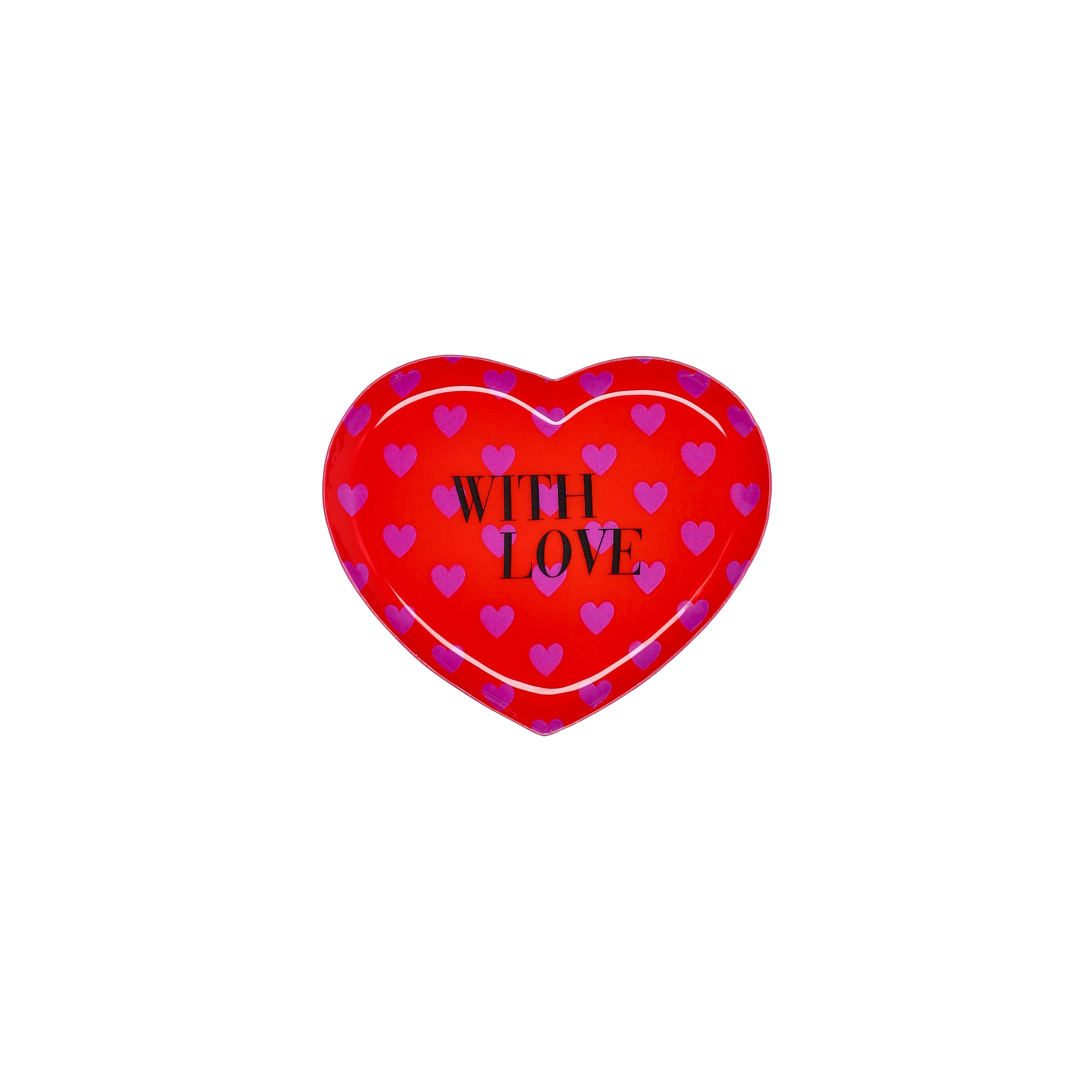 Love Trays, Dekotablett, XS,  Motiv: With Love ,  Herzform, rot