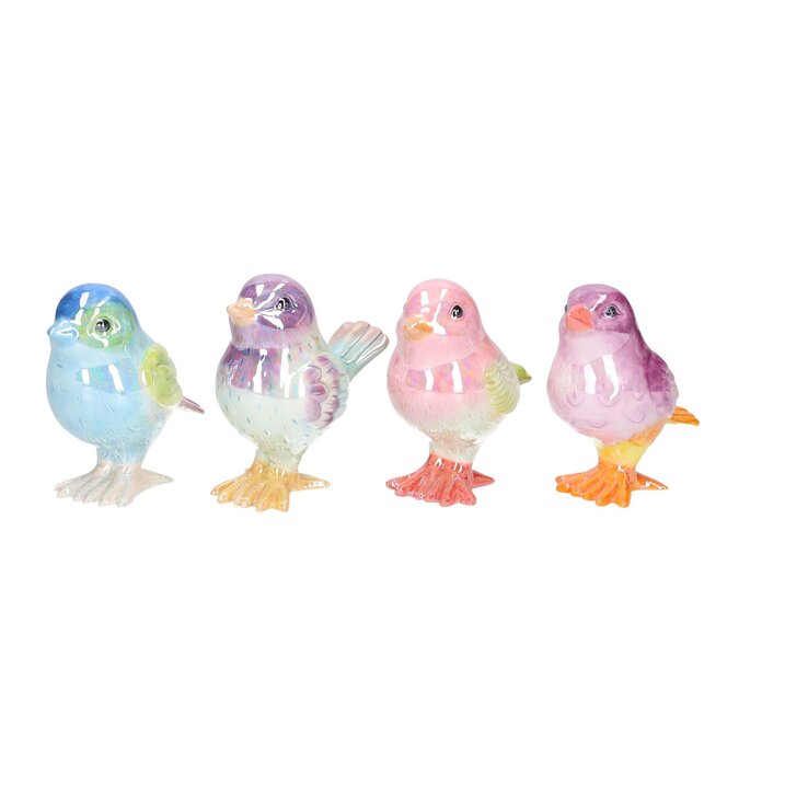 Mignon, deco bird, assorted of 4pcs., multicolor