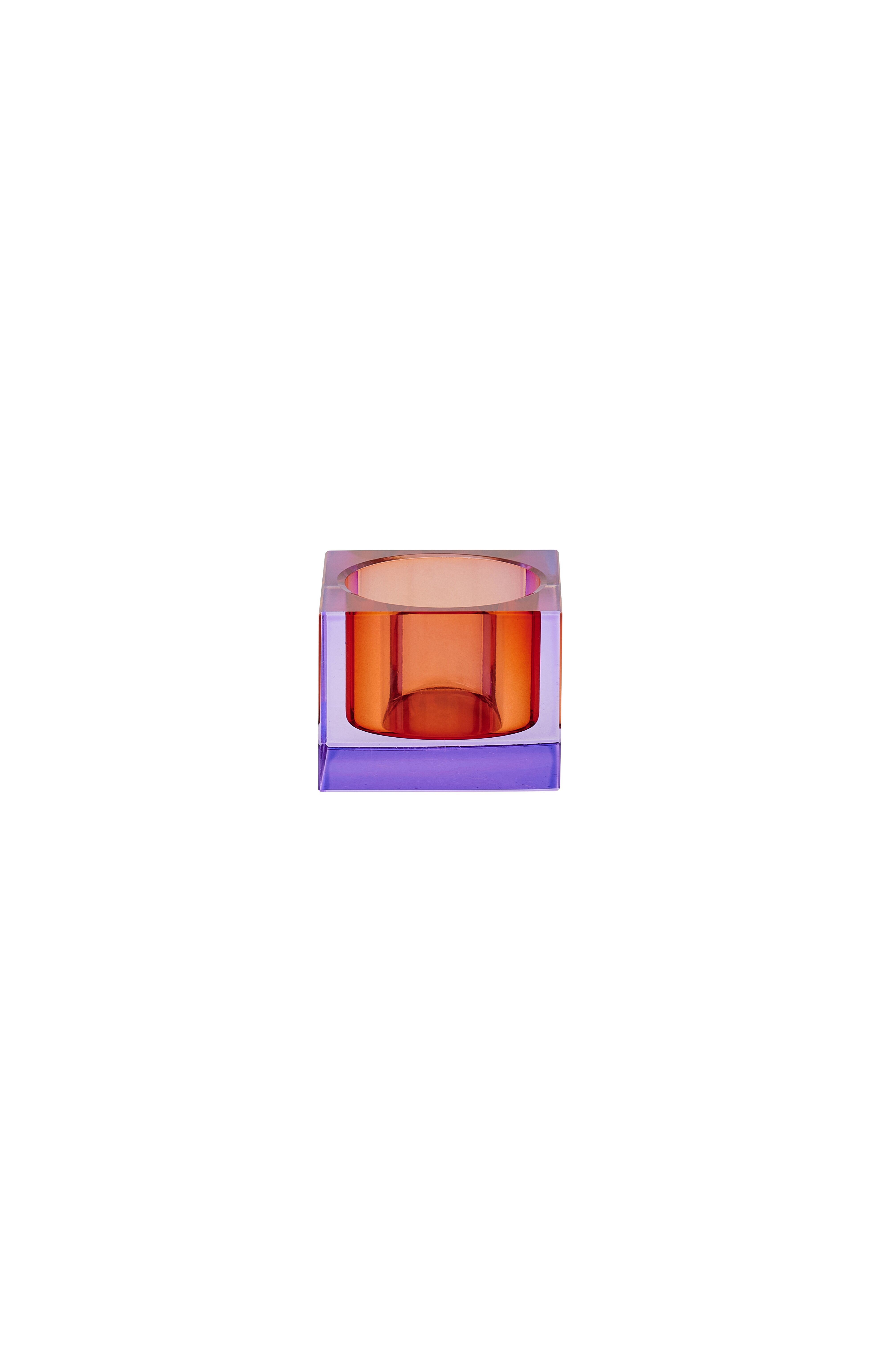 Sari, Kristallglas, Teelichthalter XS(H3,7cm), lila/orange, gs