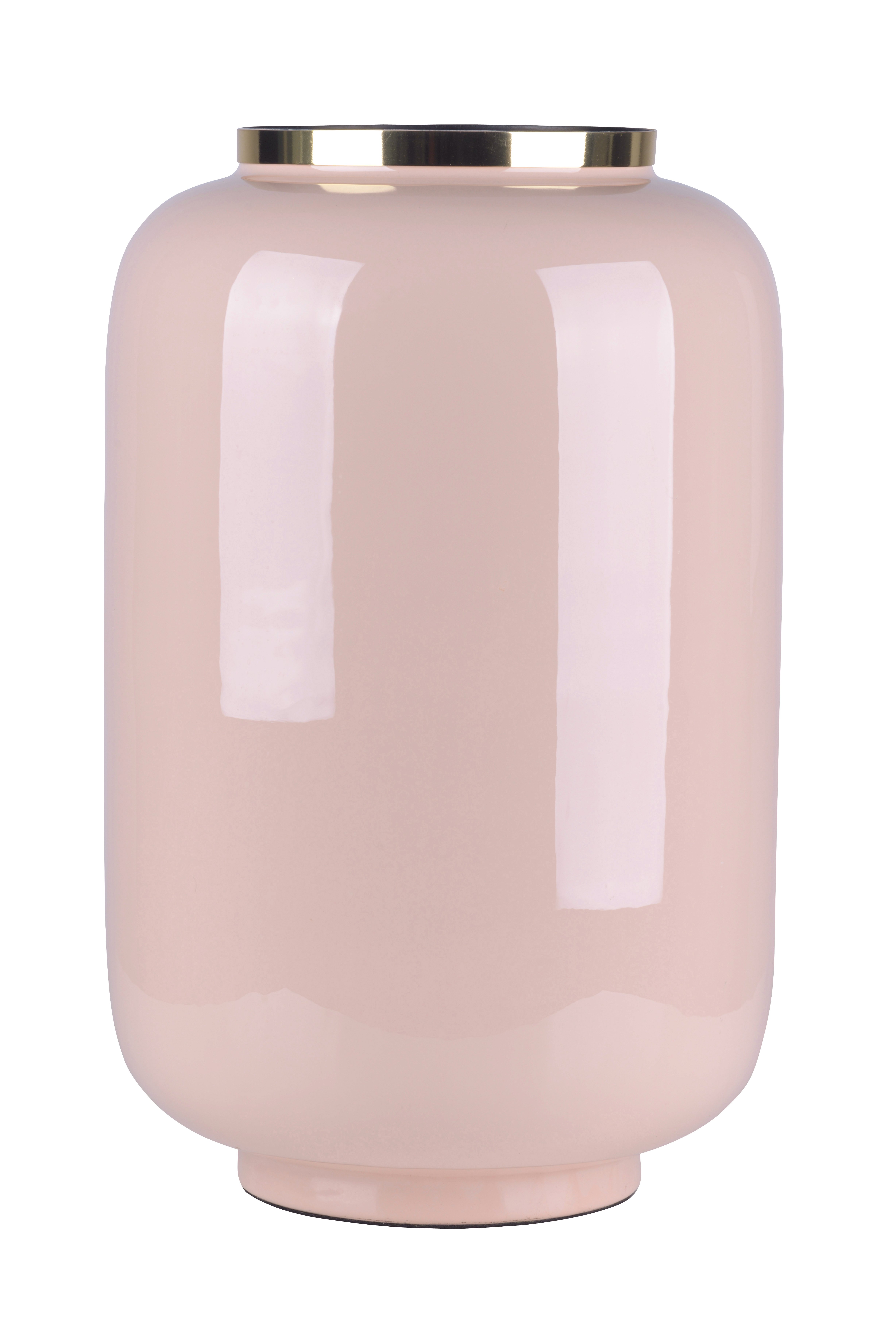 Saigon, Vase mit Metallring, L(H40cm), blush/gold
