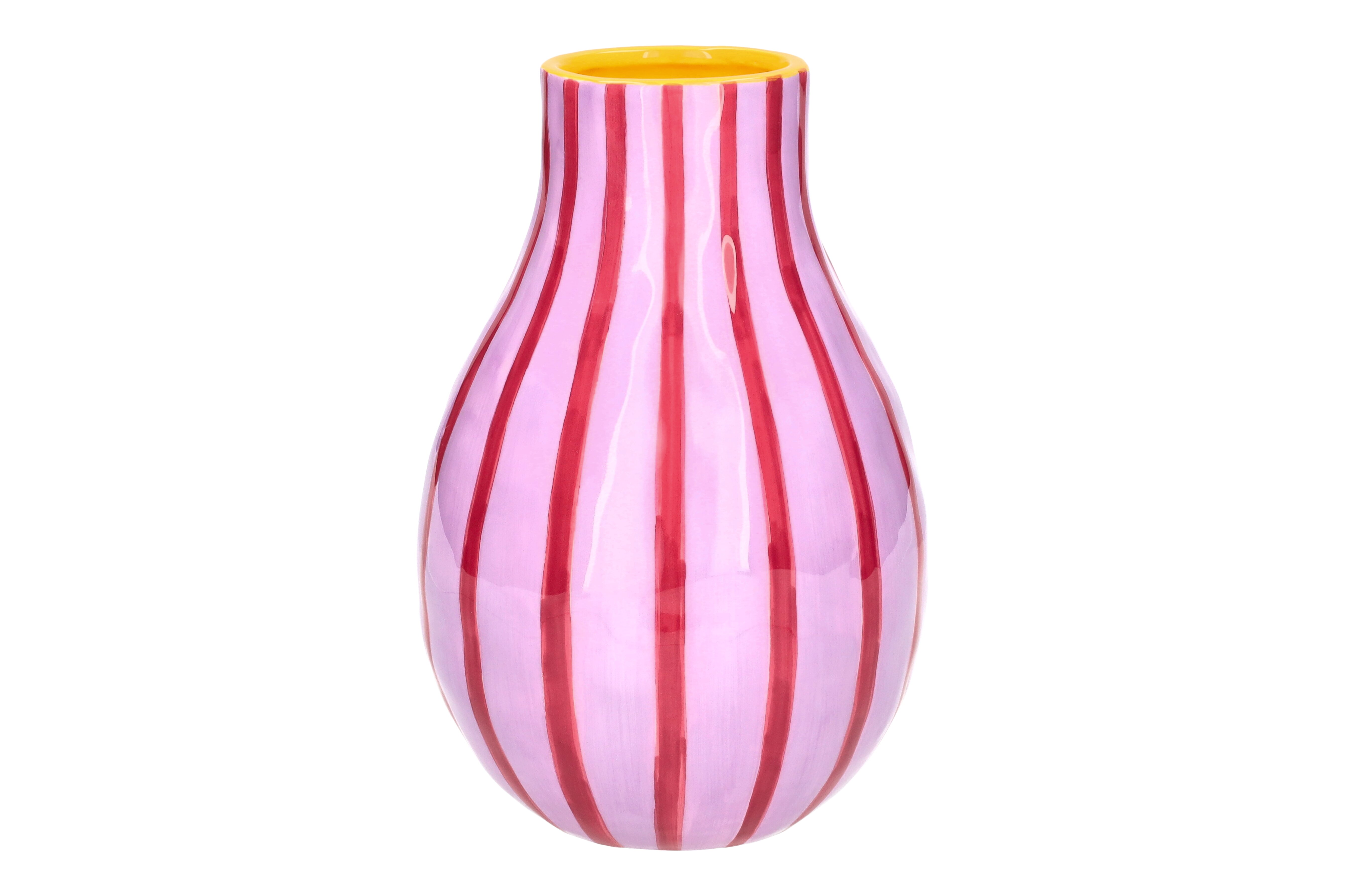 Artisan, vase, striped, L, purple/pink