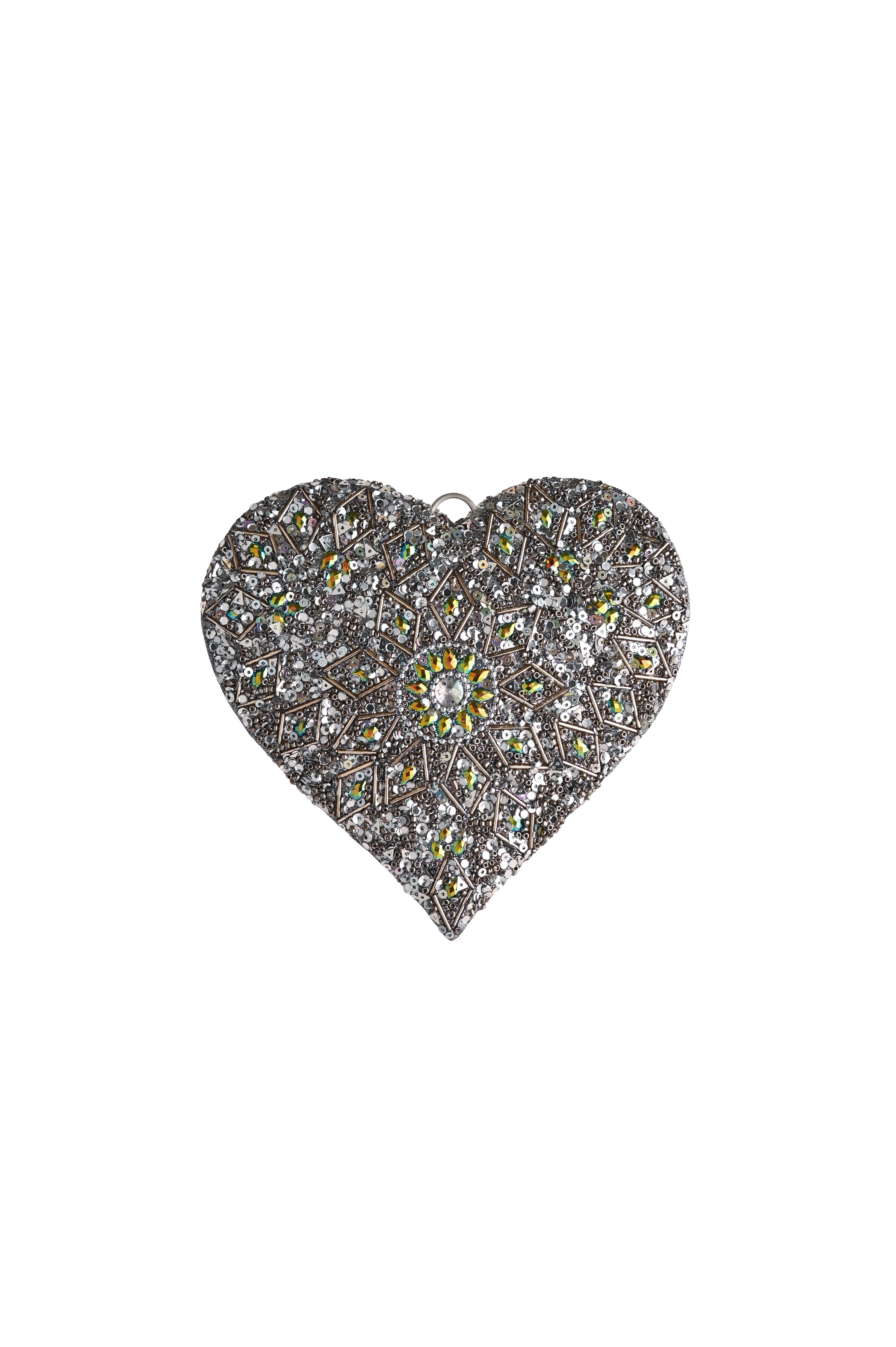 Opium, hanger, S, heart, stones, sequins, silver
