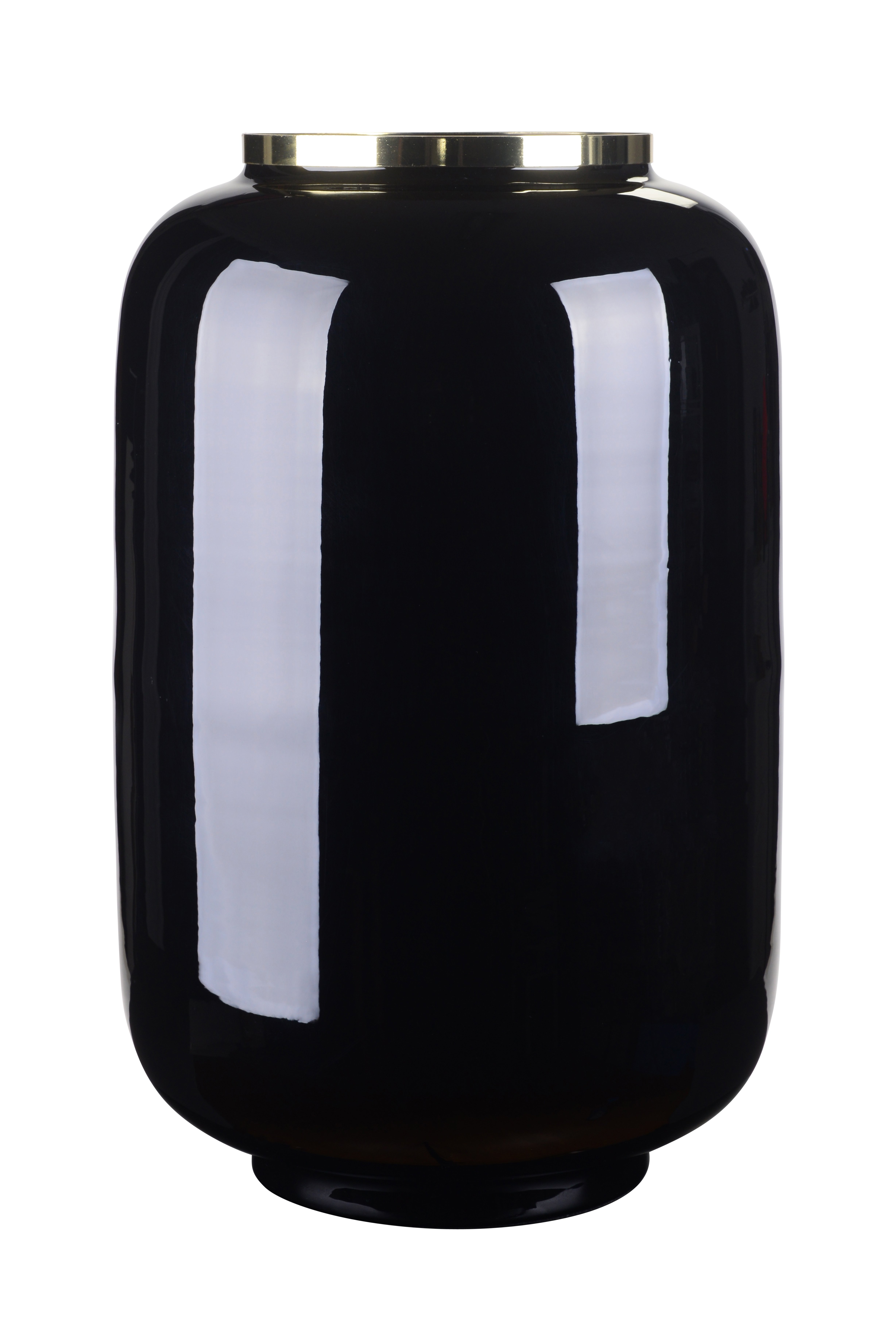 Saigon, Vase mit Metallring, L(H40cm), schwarz/gold