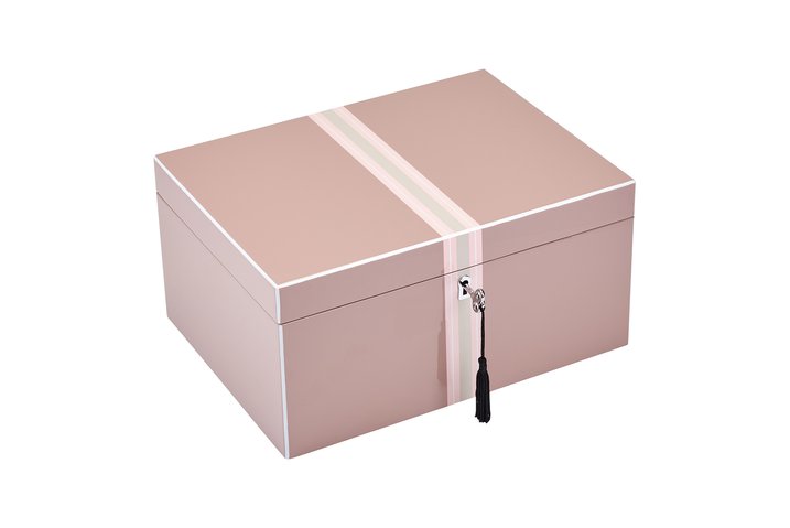 Tang, Schmuckbox mit Streifen, L mit Schloss, rosewood