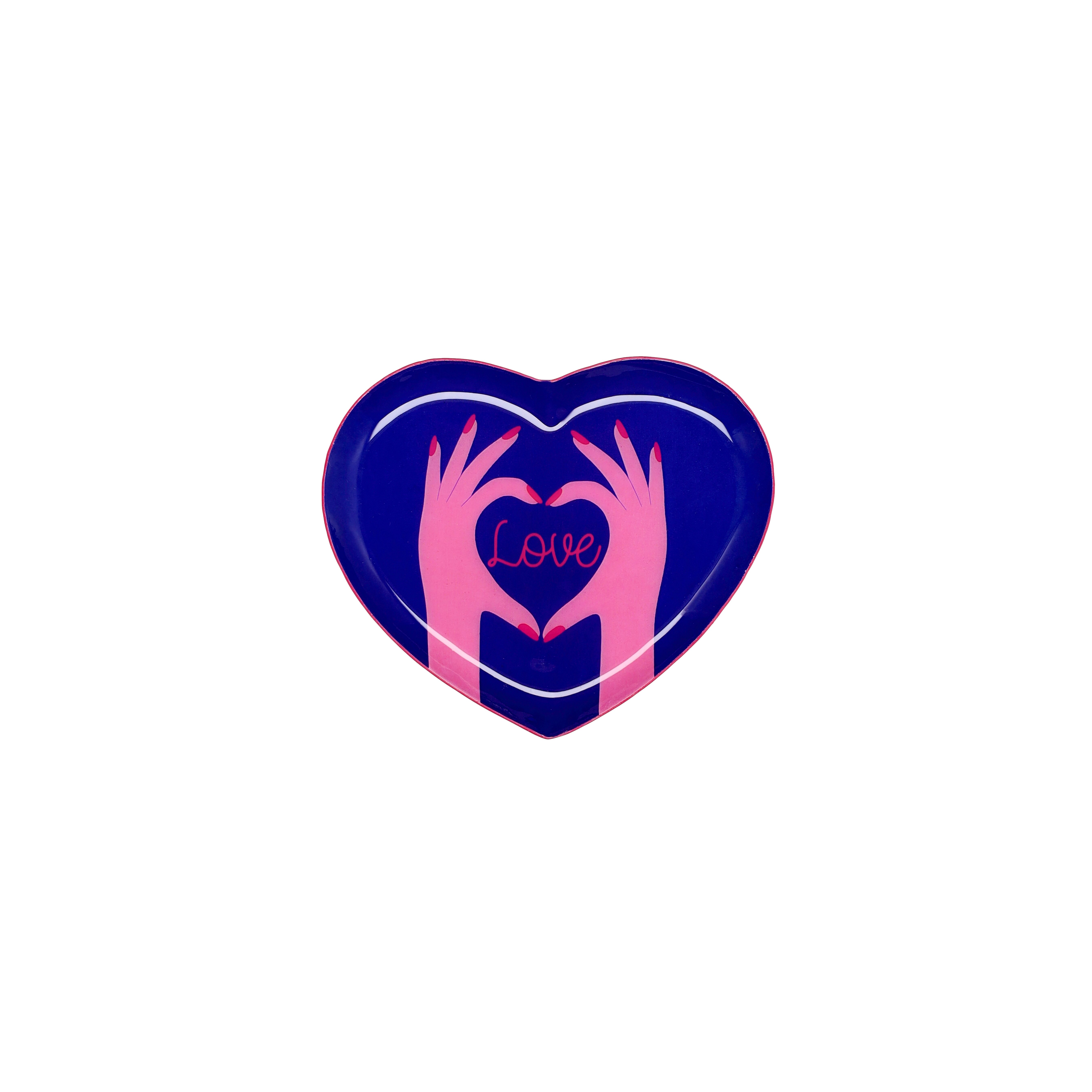 Love Trays, Dekotablett, XS,  Motiv: Love , Herzform, dunkel  Lila