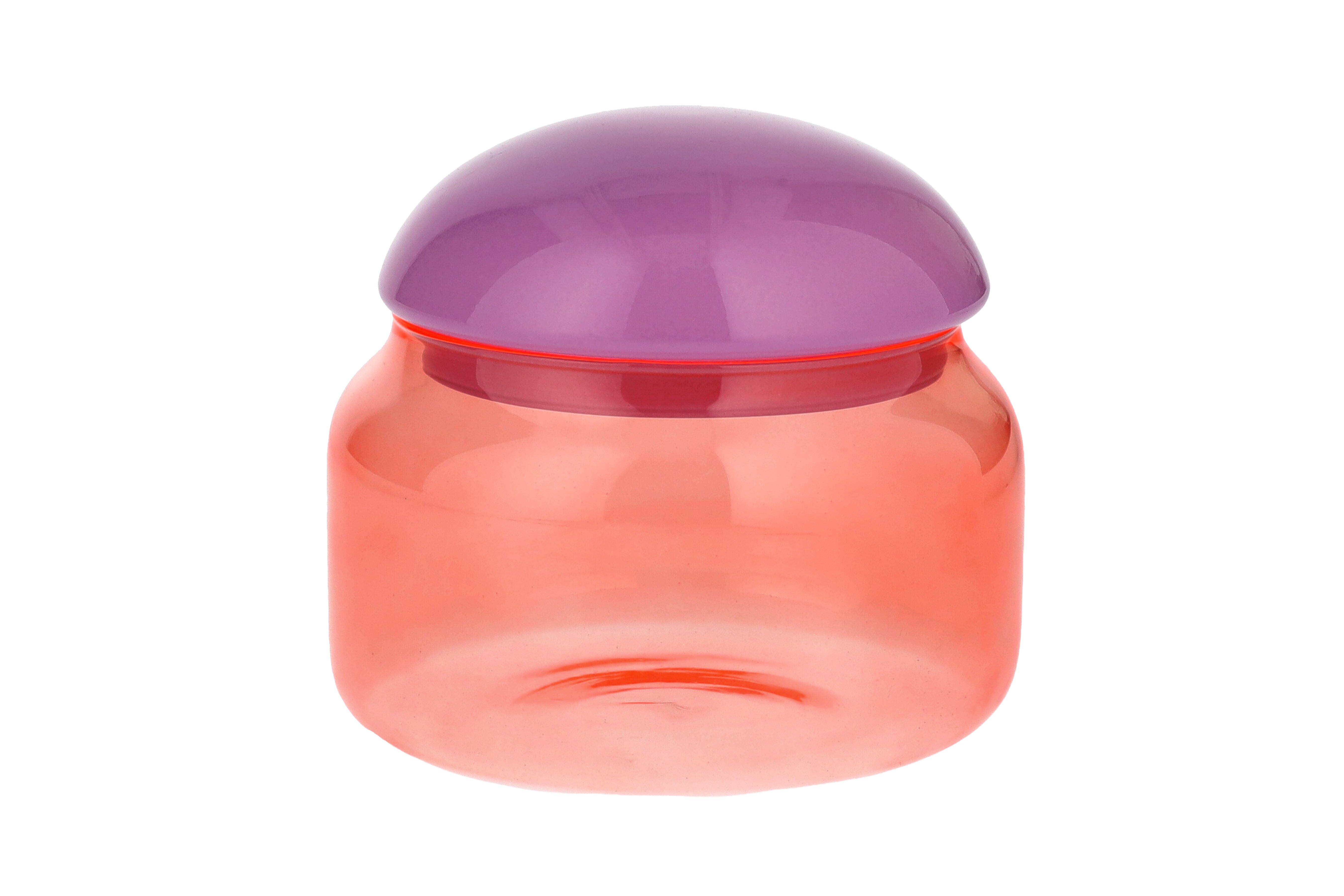 Voile, Glasdose, L, Borosilikatglas, neon orange/lila gs