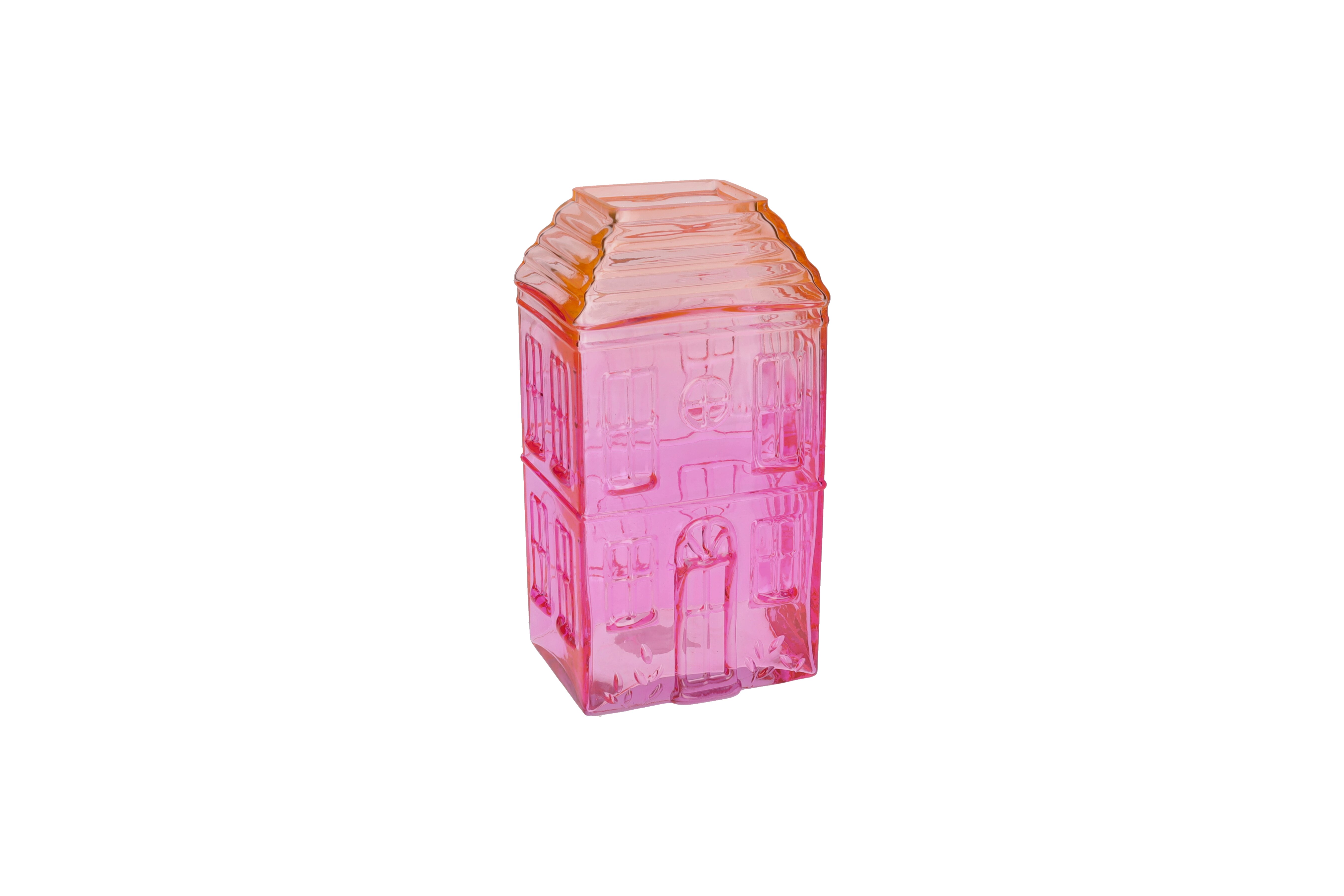 Jacquard, vase house (h25cm), pink, sprayed