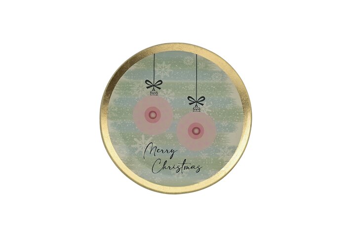 Love Plates, Glasteller M, Merry Christmas, rund, hellgrün