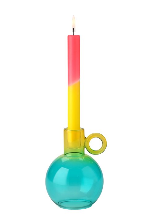 Voile, Kerzenhalter, Borosilikatglas, gelb/blau, gs