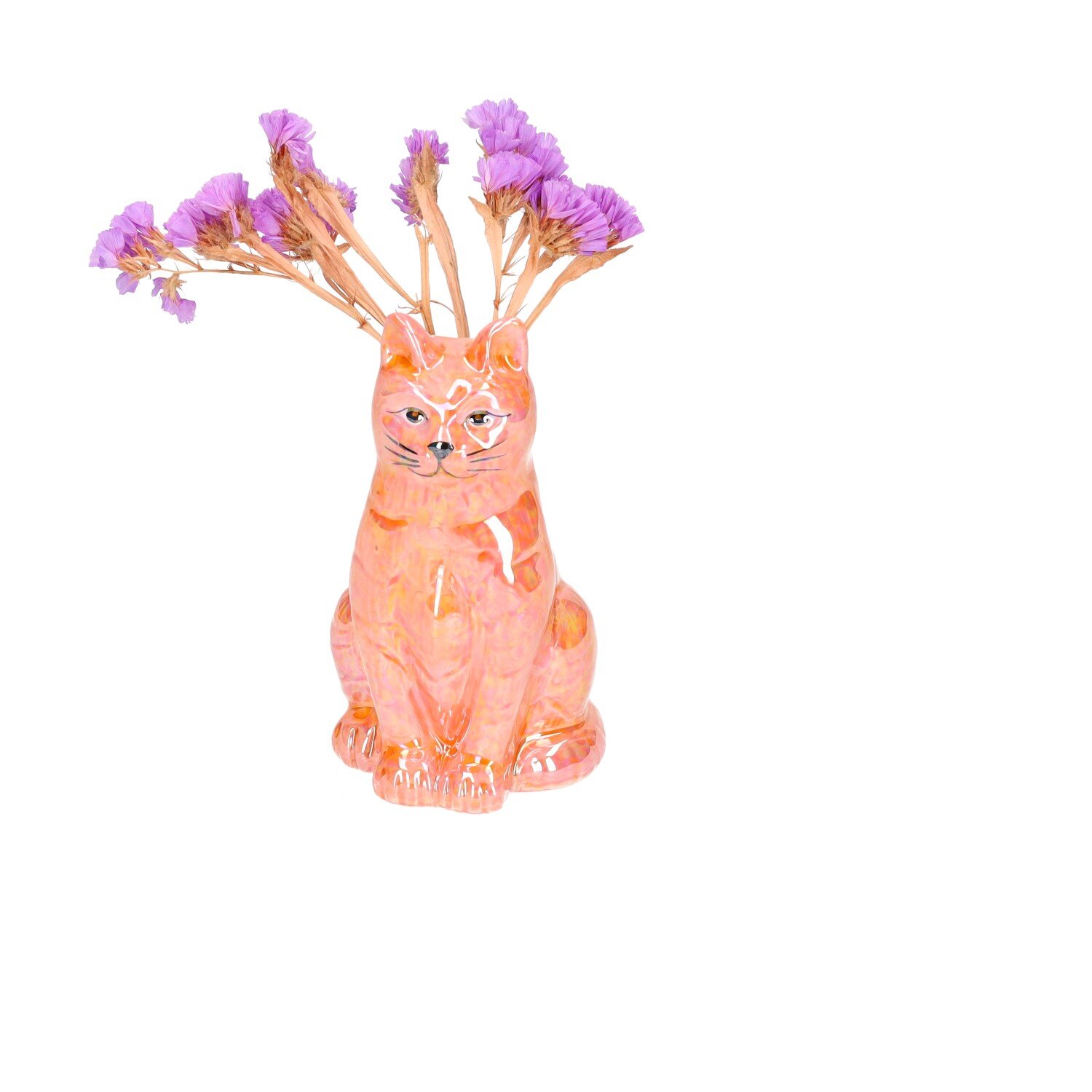 Mignon, Vase, Katze, 4fach sortiert, orange/blau/lila/berry