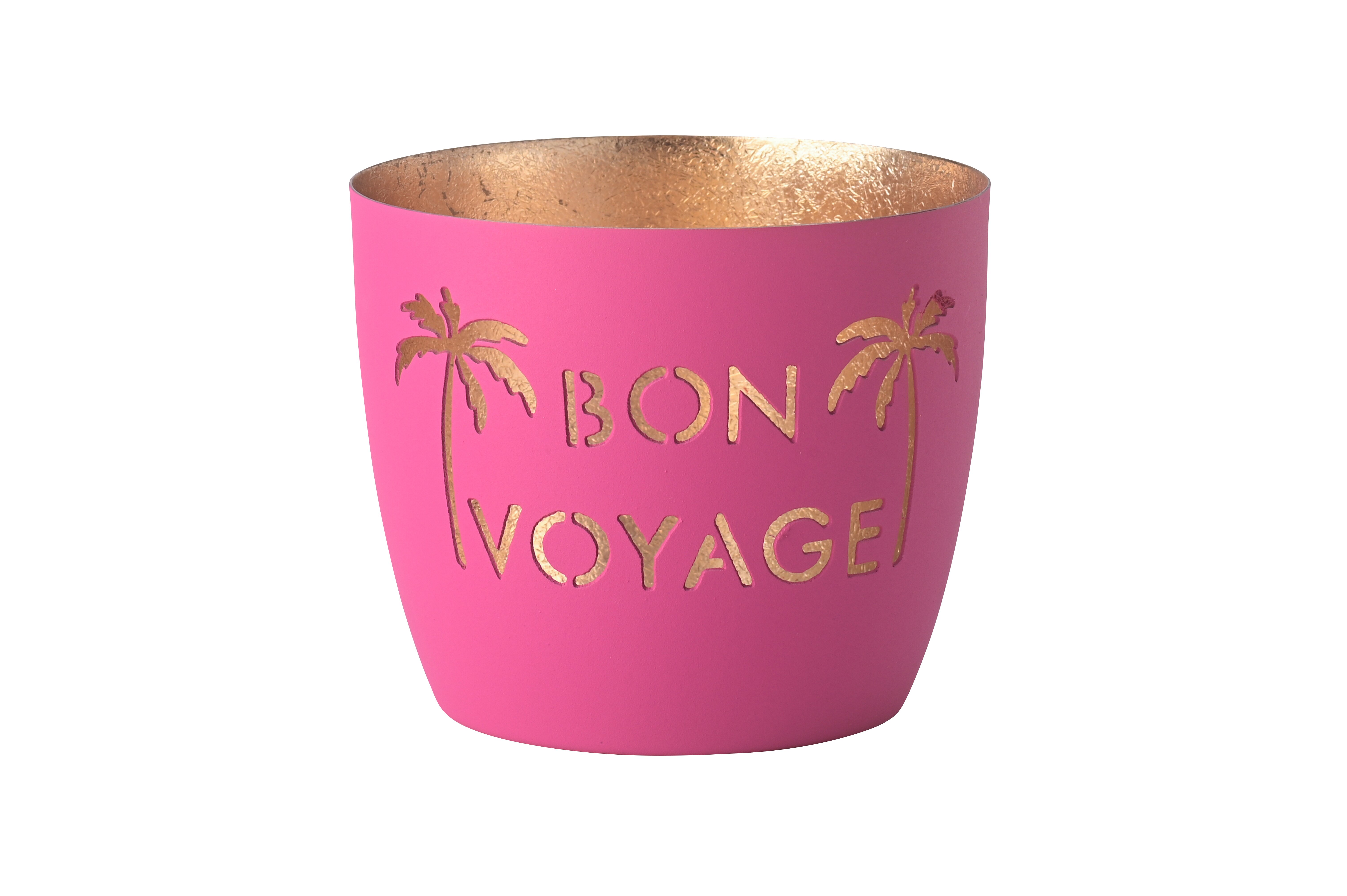 Madras, Windlicht, M, Motiv: Bon voyage, neon purple/gold