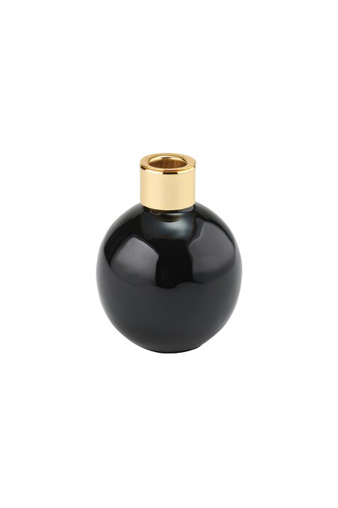 Saigon, Vase/Kerzenhalter, S(H11cm), Kugel, schwarz/gold