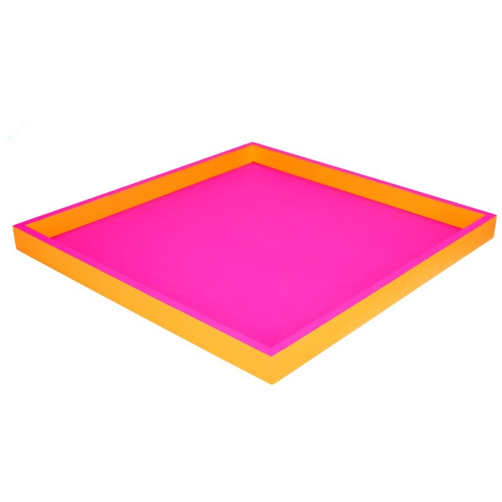 Neo, Tablett, quadratisch (32x2,5x32cm), 2 farbig, neon pink/ neon orange