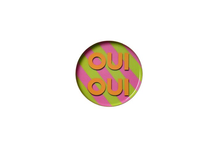 Love Trays, Dekotablett, XS, Oui oui, rund, pink/grün