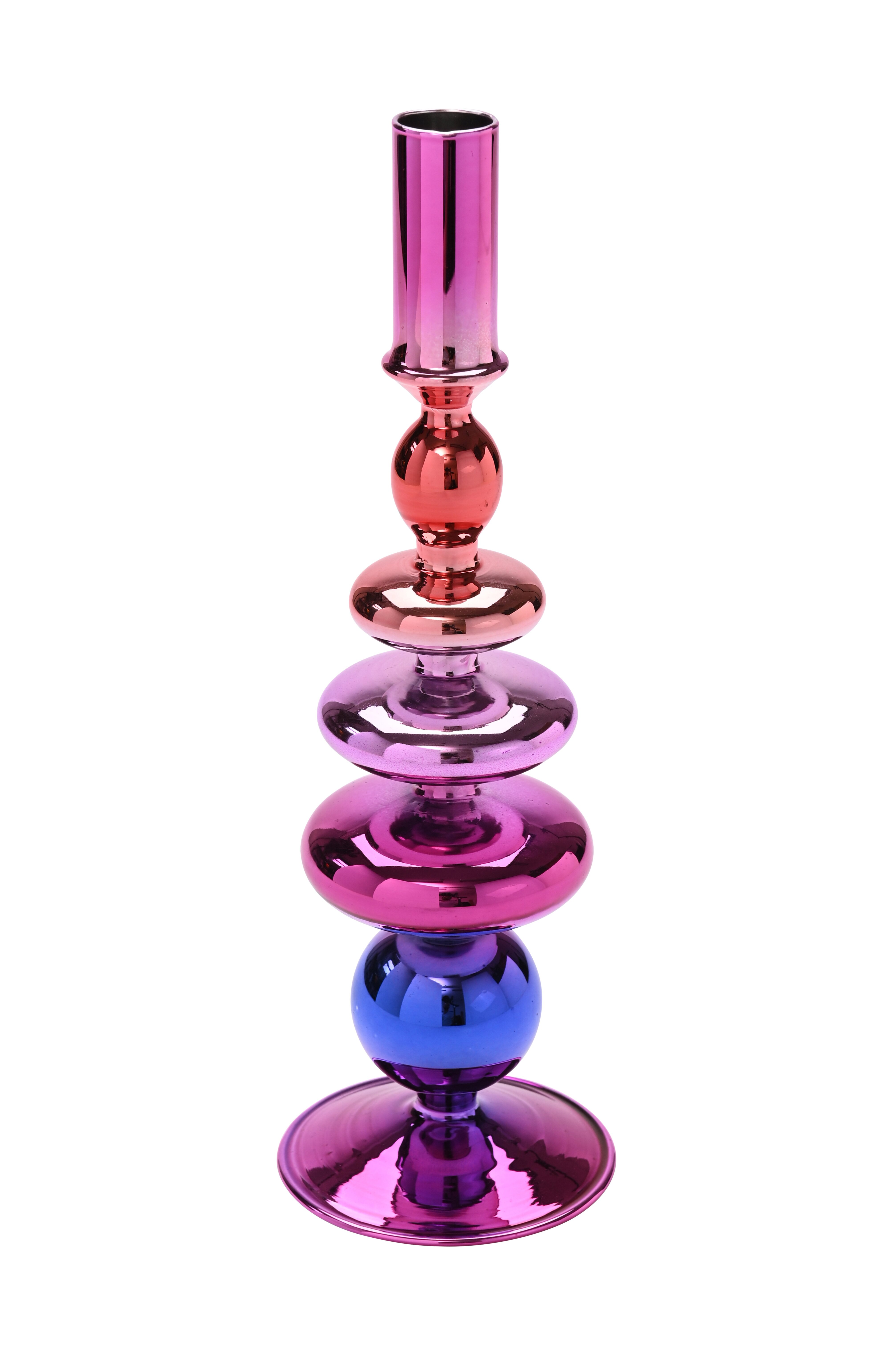 Shanghai, Kerzenhalter, H27,7cm, plated, pink/rot/lila, gs