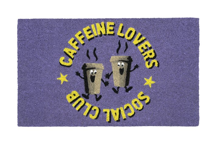 Fussmatte, Motiv: Caffeine lovers social club, lila