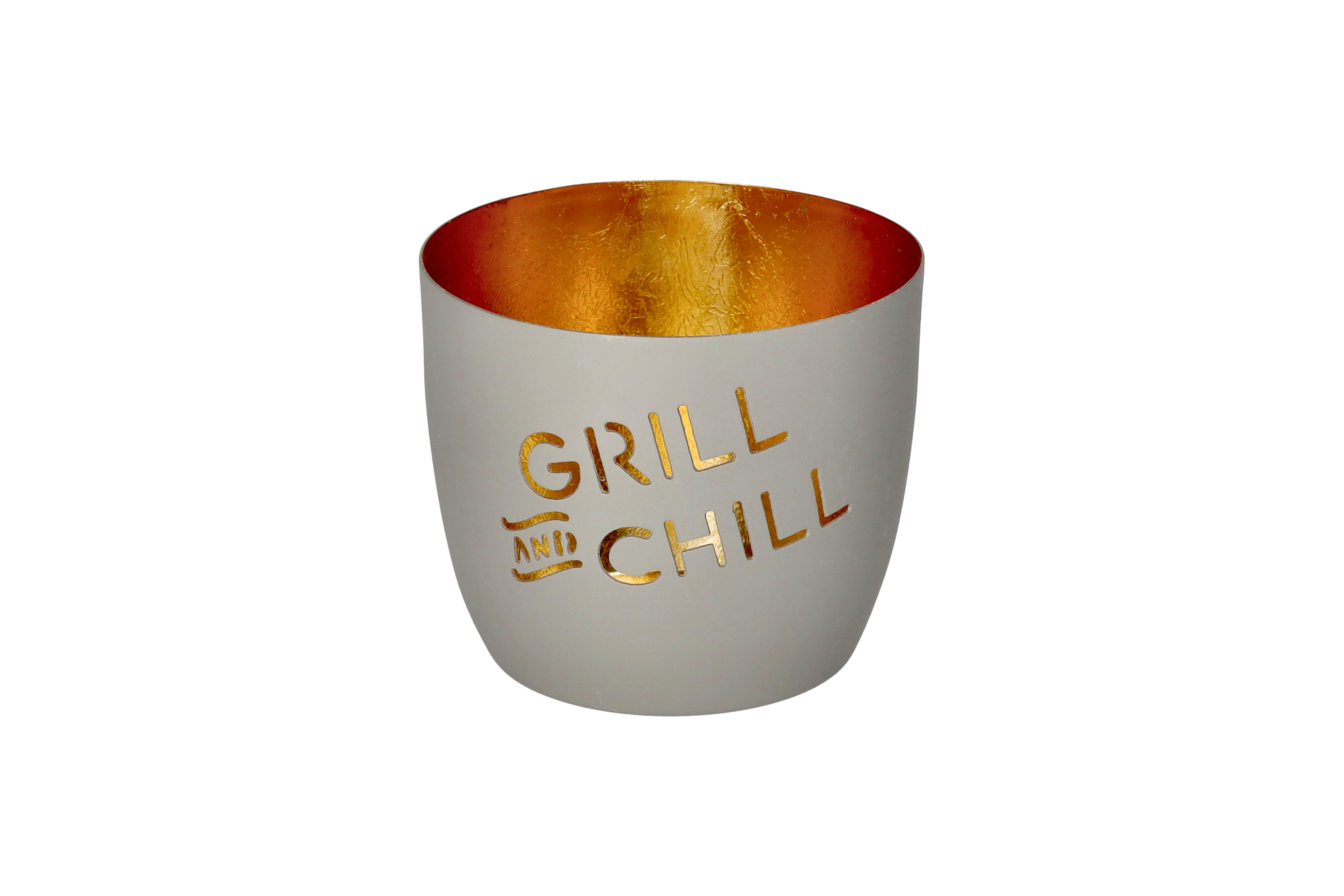 Madras, Windlicht, M, Motiv: Grill & Chill, flannel/gold