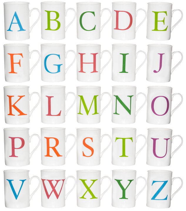 Coppa, mug with letter R, white/orange