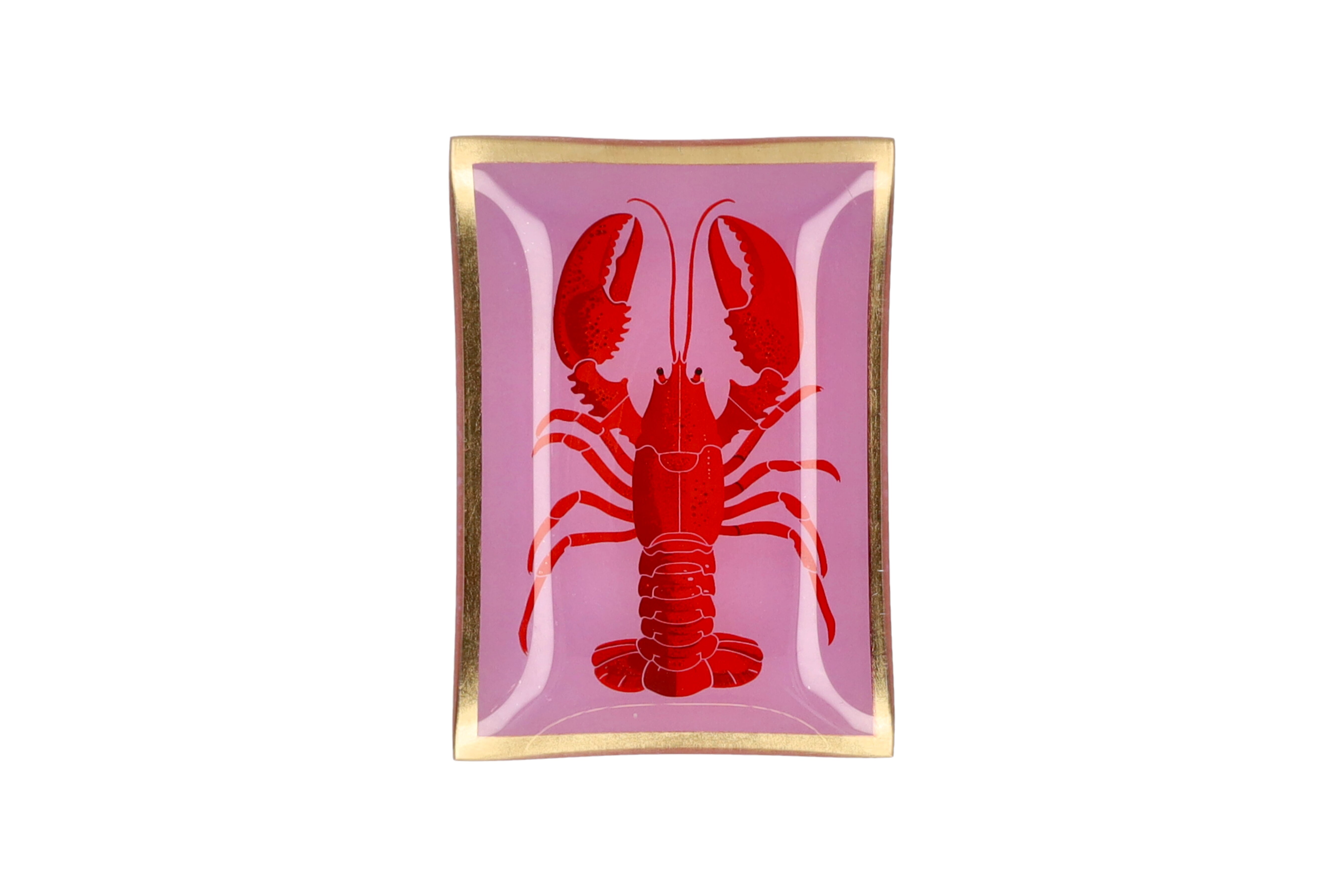 Love Plates, Glasteller M, Motiv: Hummer, rosa/rot