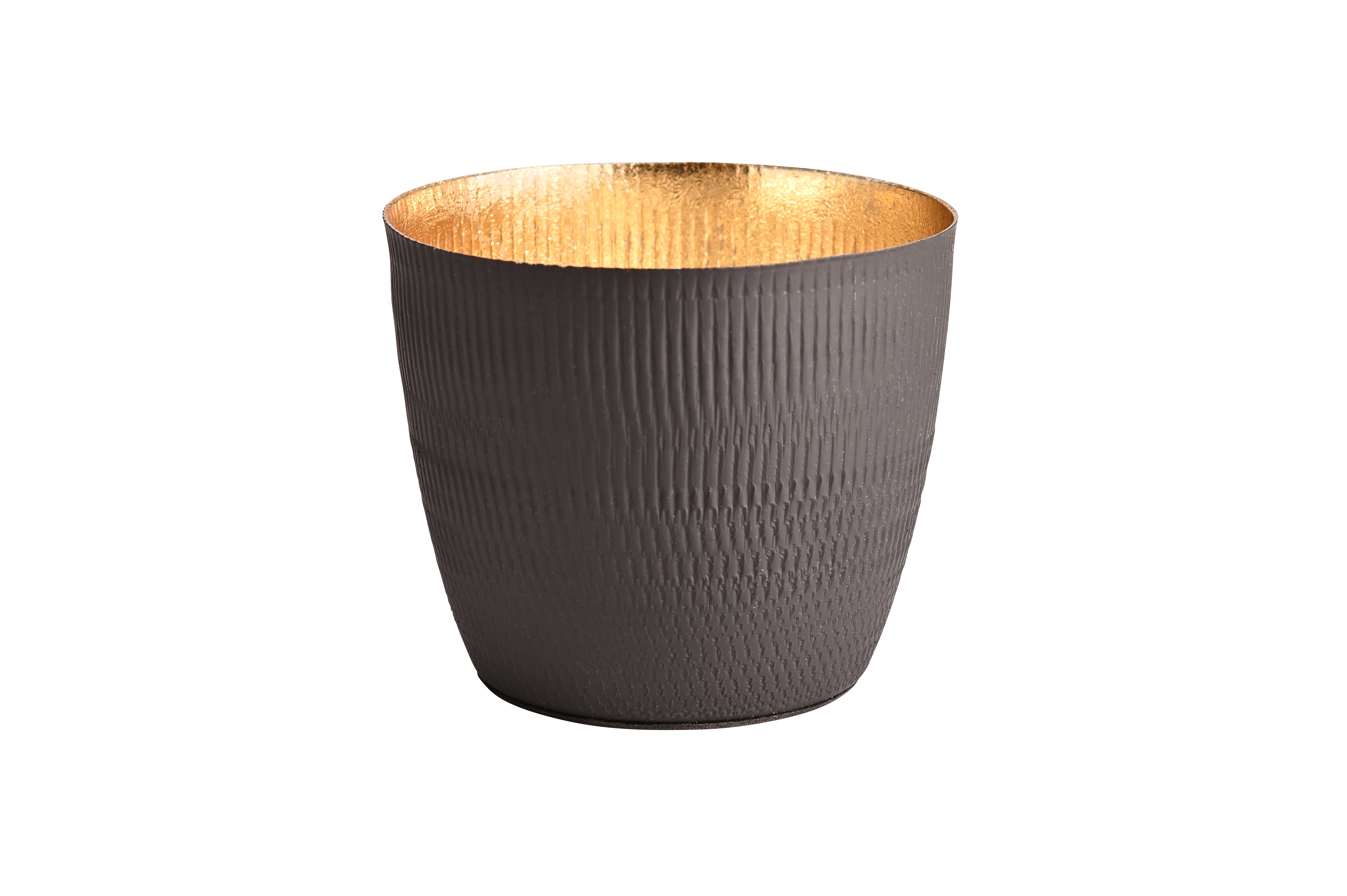 Madras, Windlicht, M, Struktur, matt, schwarz/gold