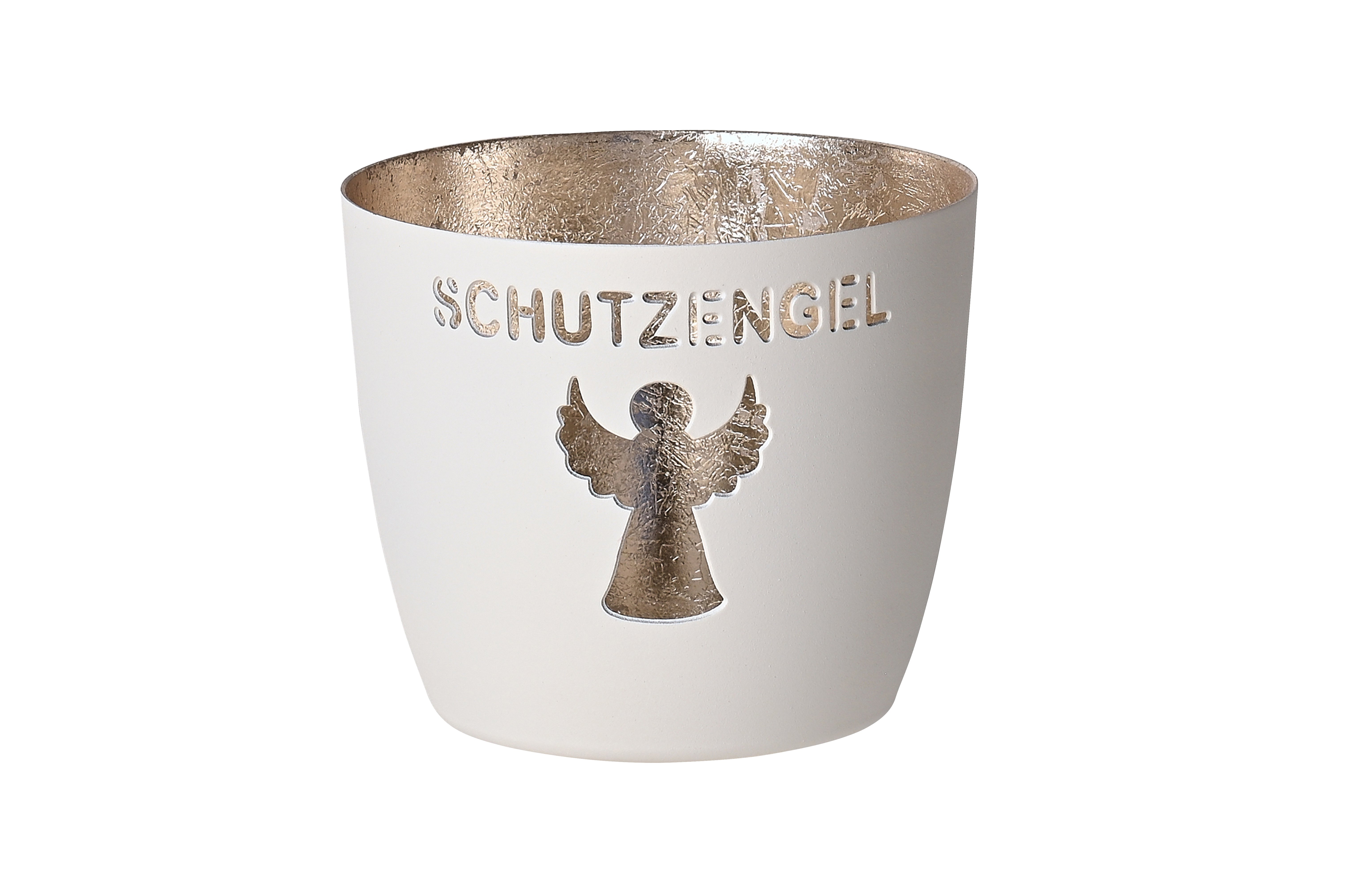 Madras, Windlicht, M, Motiv: Schutzengel, weiß/gold