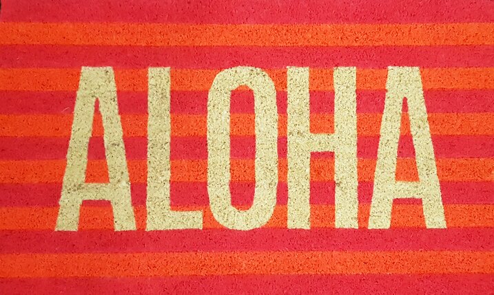doormat, aloha, neon, multicolor
