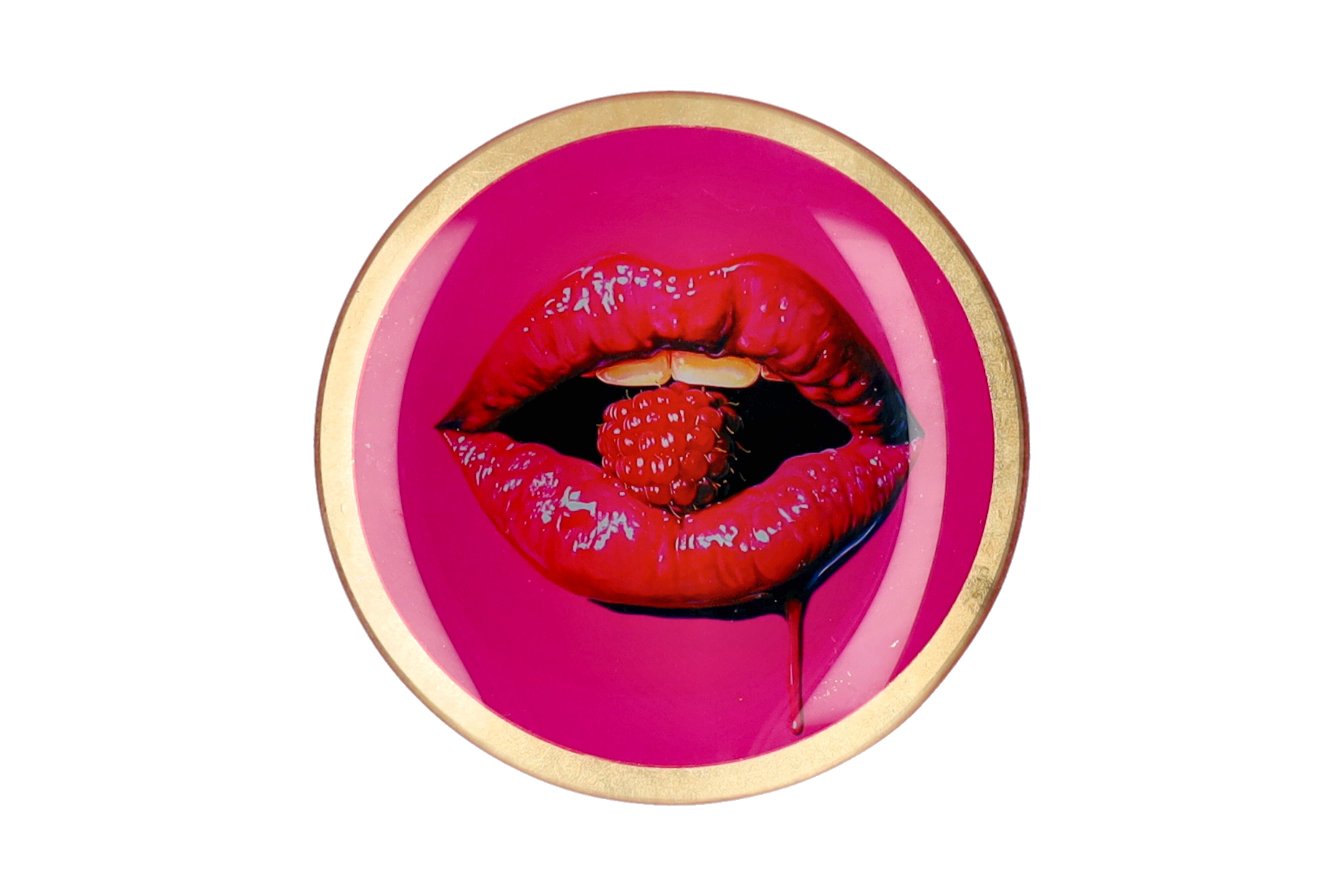 Love Plates, Glasteller M, Motiv: Mund, rund, pink