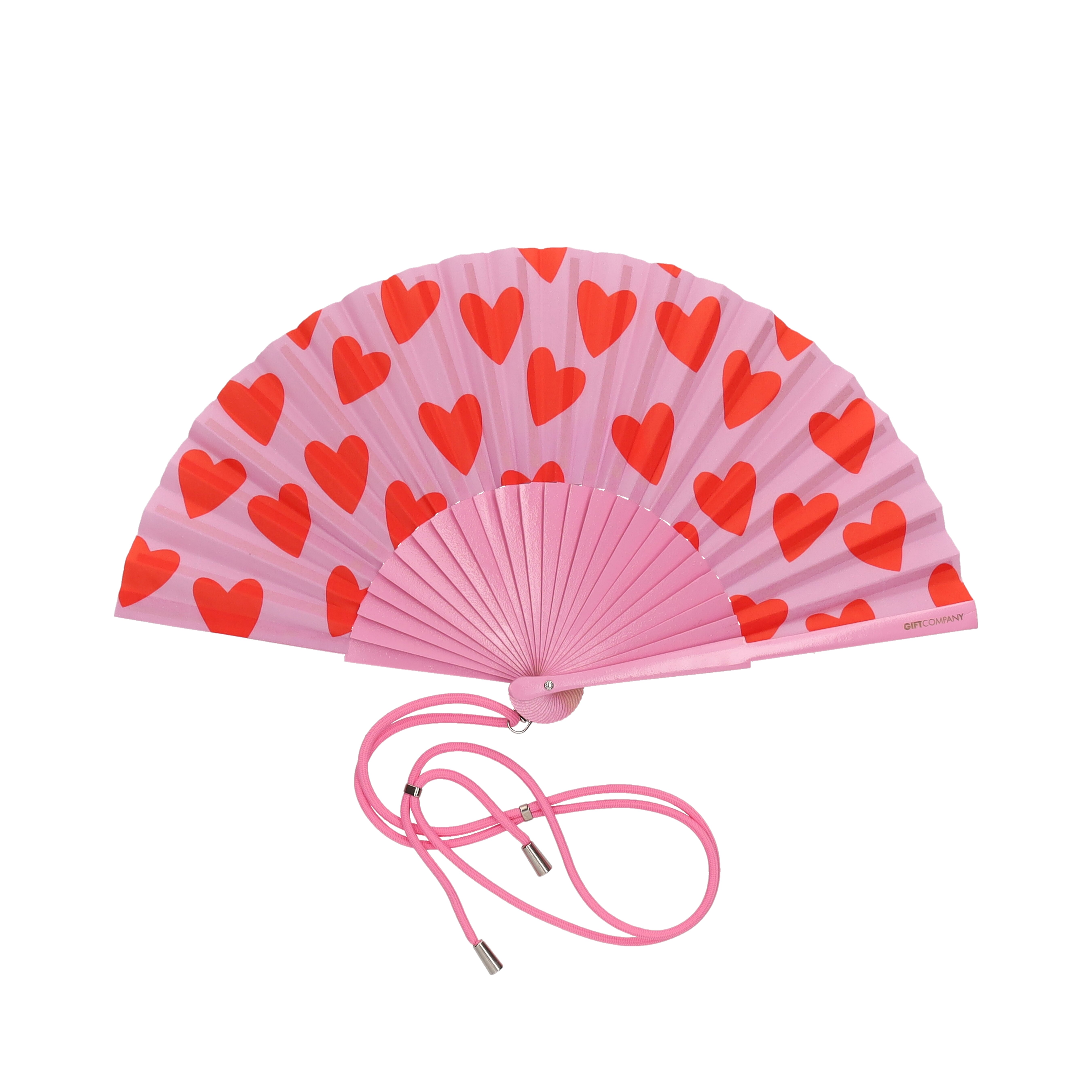Fififan, Fächer, 23cm, Motiv: Herzen, rosa