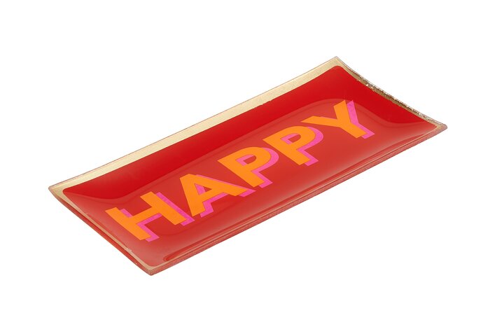 Love Plates, Glasteller  L, Happy, rot