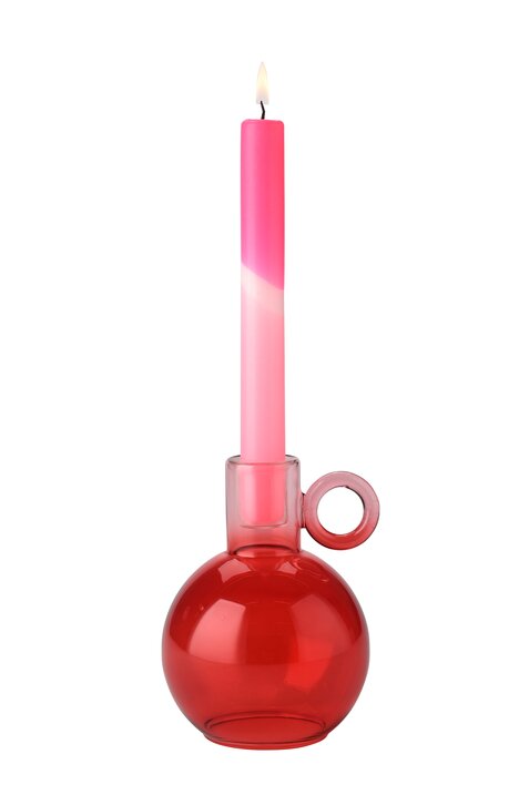 Voile, Kerzenhalter, Borosilikatglas, rosa/rot, gs