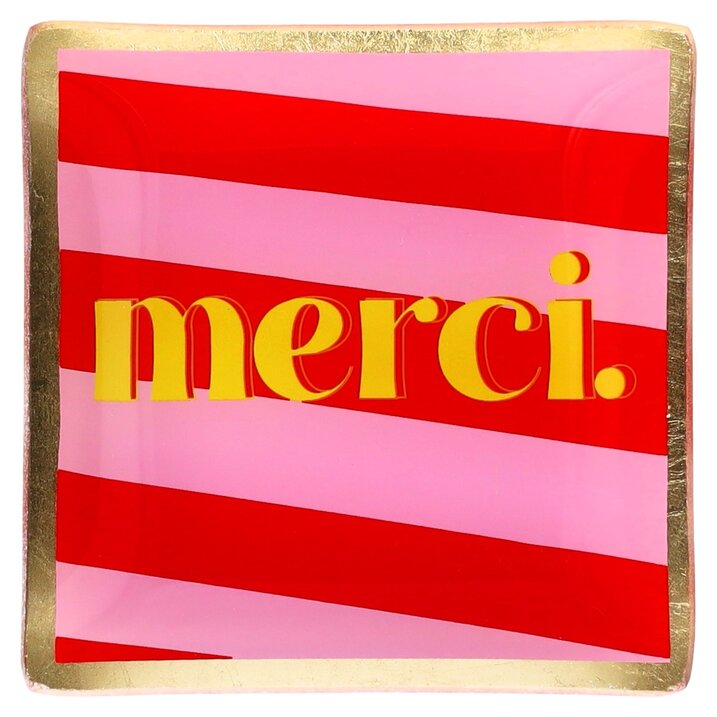 Love Plates, Glasteller S, Motiv: Merci, rosa/rot
