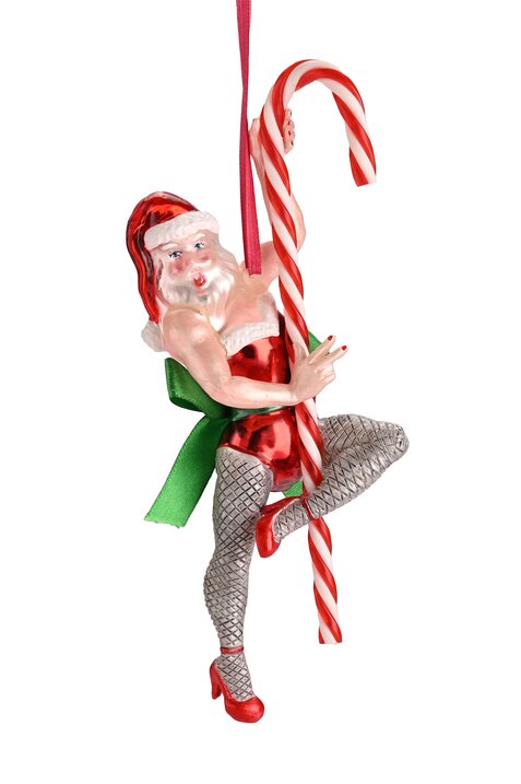 Hänger Santa mit Zuckerstange, mehrfarbig