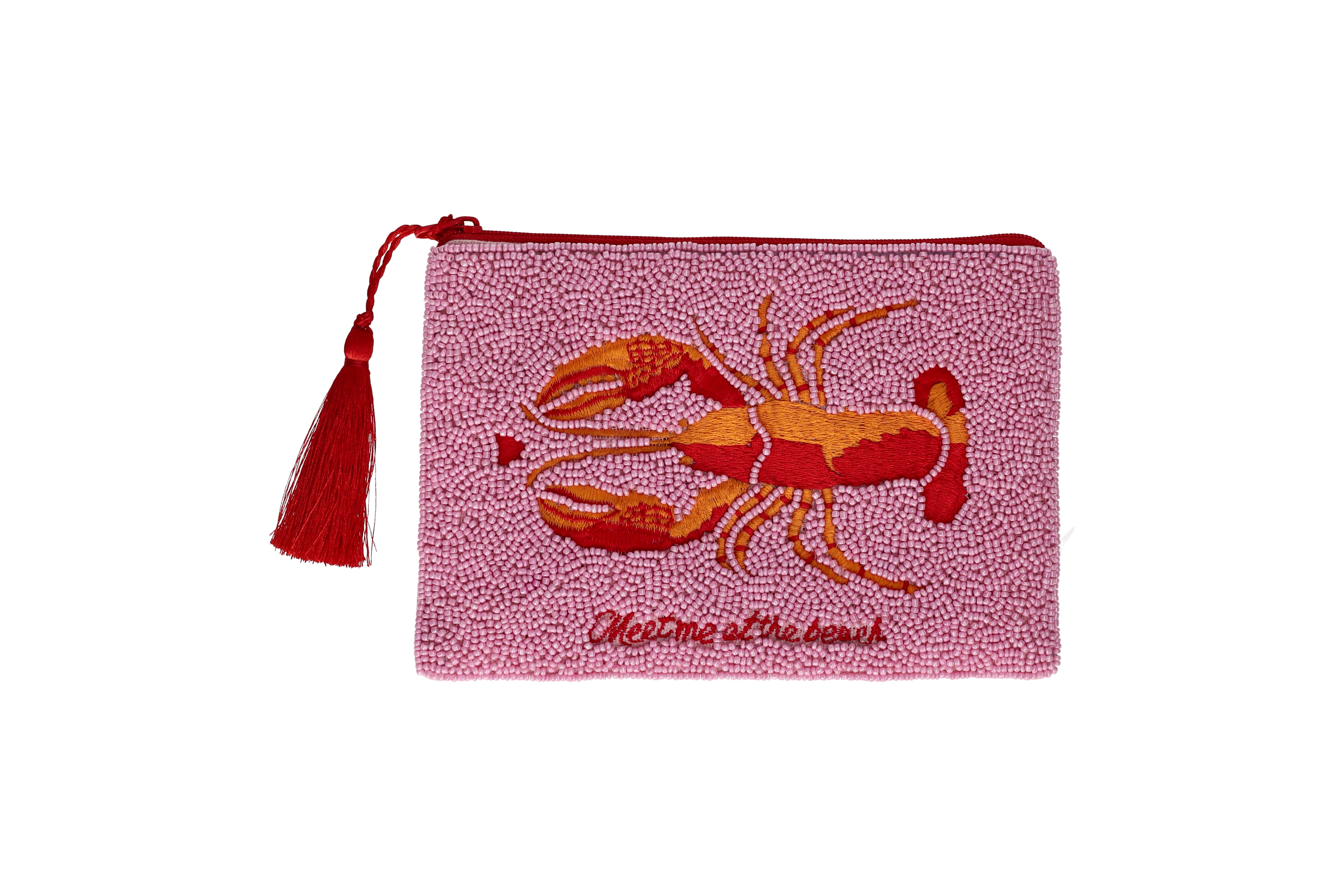 Elodie, cosmetic bag, M, motive: lobster, pink