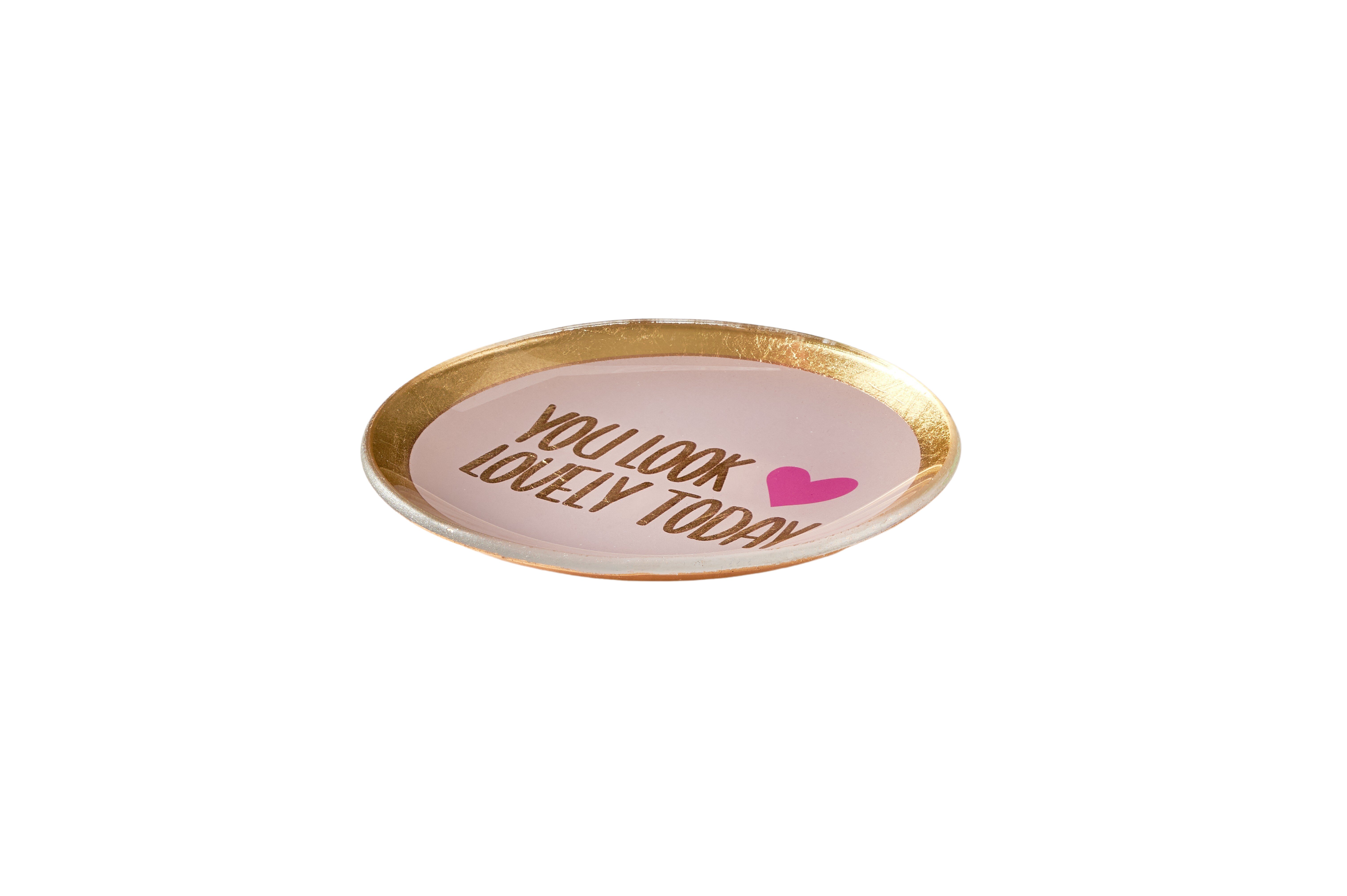 Love Plates, Glasteller S, You look lovely today, rund, pink