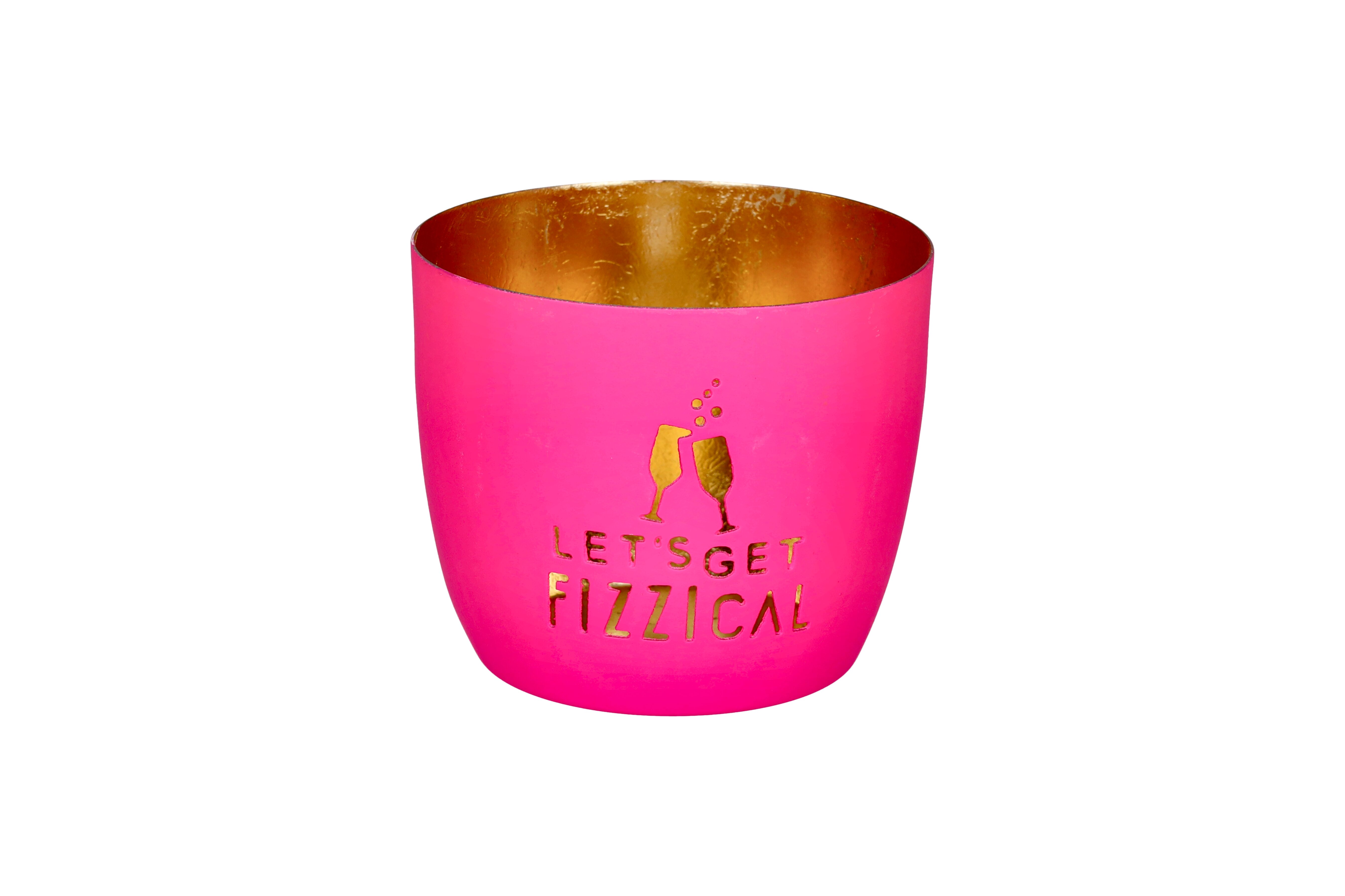 Madras, Windlicht, M, Motiv: Let´s get fizzical, hot pink/gold
