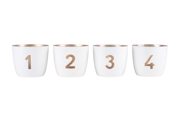 Madras Festive, 4er Set, M, weiß/gold