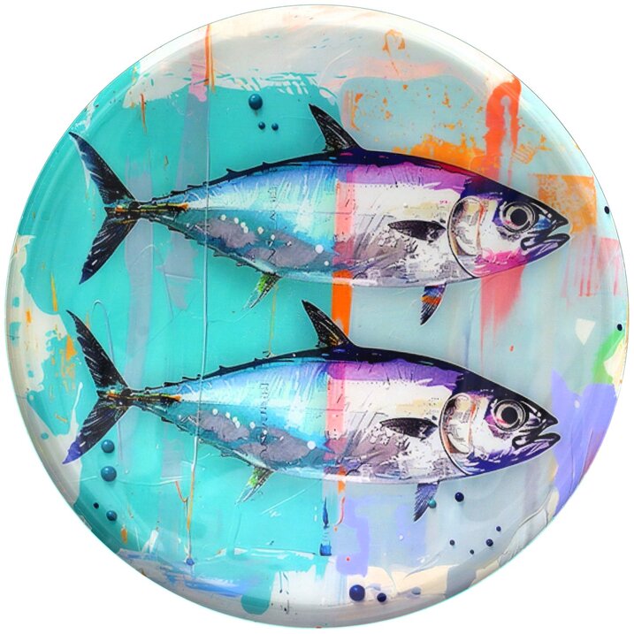 Love Trays, Dekotablett, L, Motiv: Fische, blau