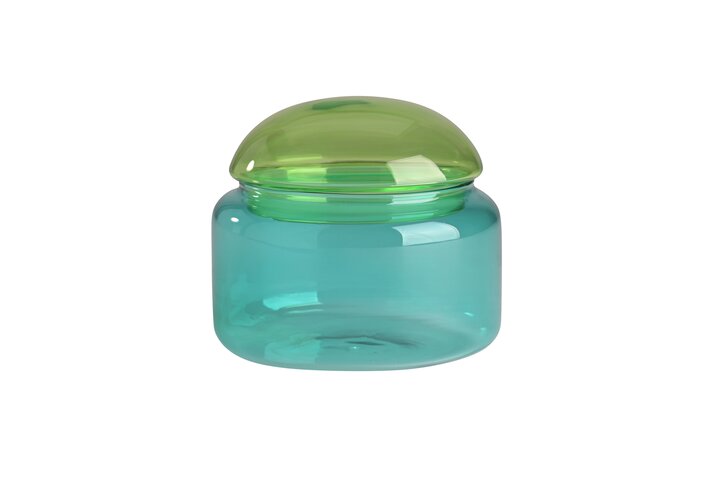 Voile, glass jar, M, borosilicate glass, green/blue, sprayed
