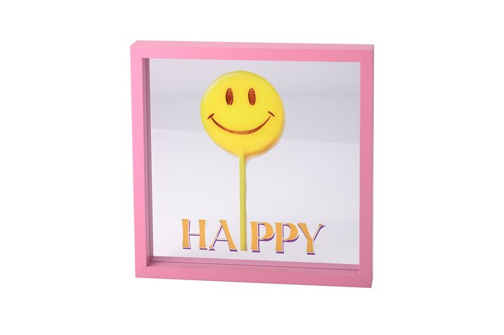 Love Frames, glass picture, motive: happy, pink