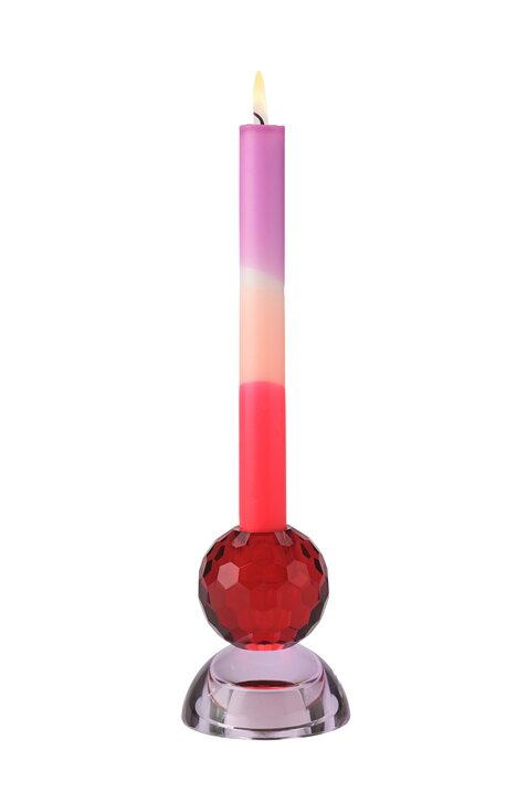 Sari, Kristallglas, Kerzenhalter/Teelichthalter, Kugel/Cabochon, rot/hellrosa, gs