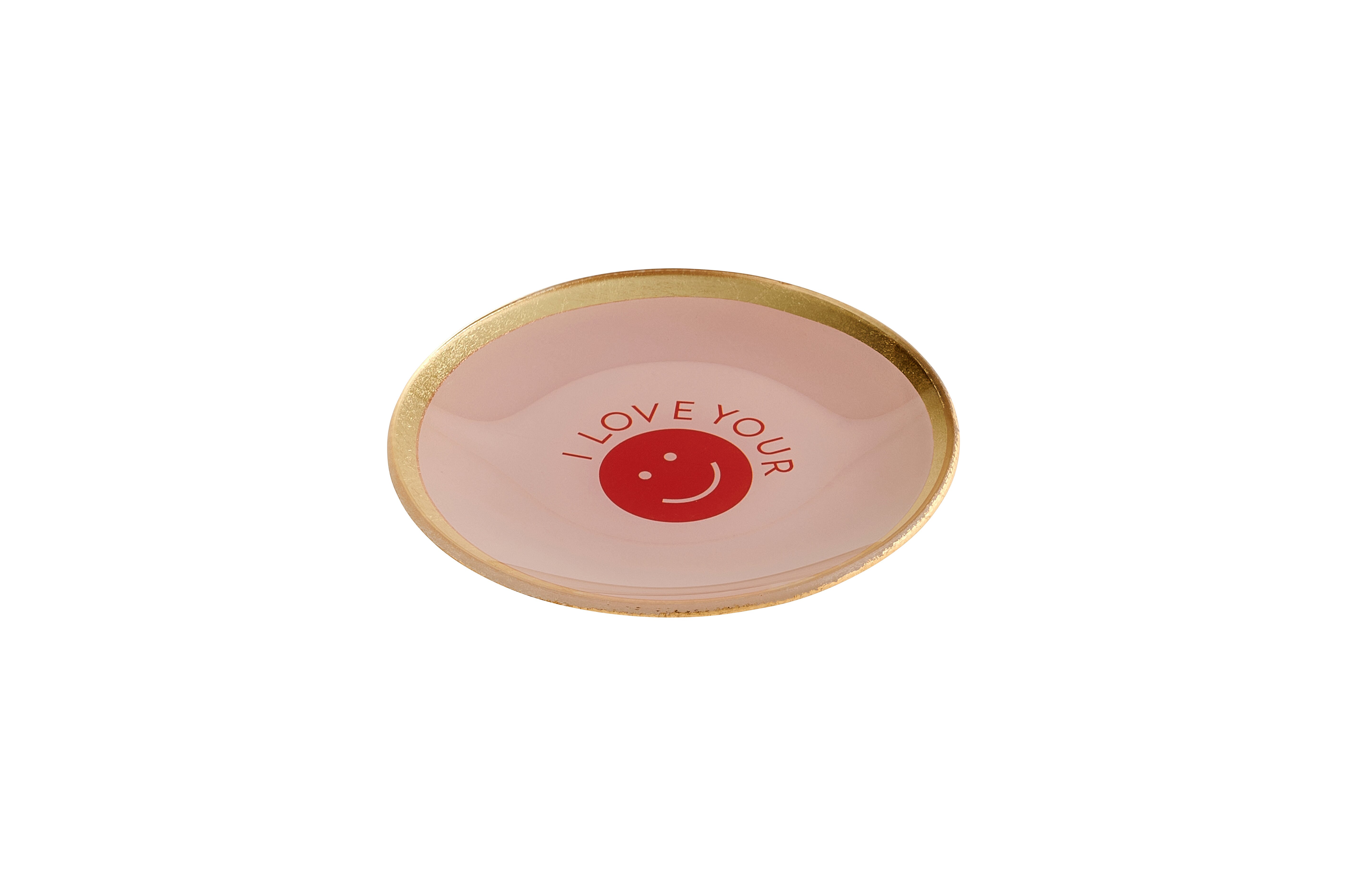 Love Plates, Glasteller M, Smile, rund, rosa