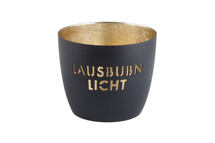 Madras, Windlicht, M, Motiv: Lausbubn Licht, nachtblau/gold
