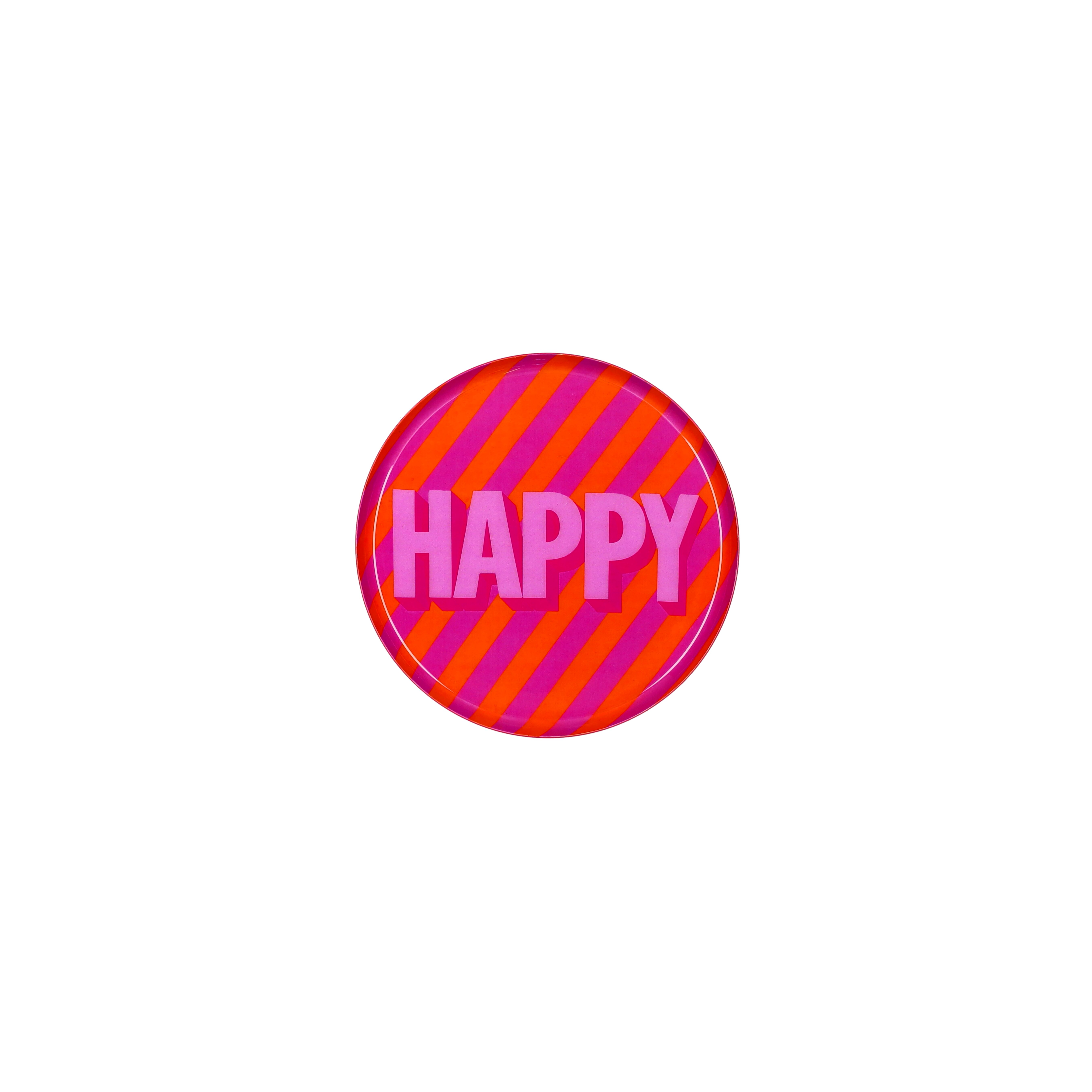 Love Trays, Dekotablett, XS,  Motiv: Happy, orange/lila