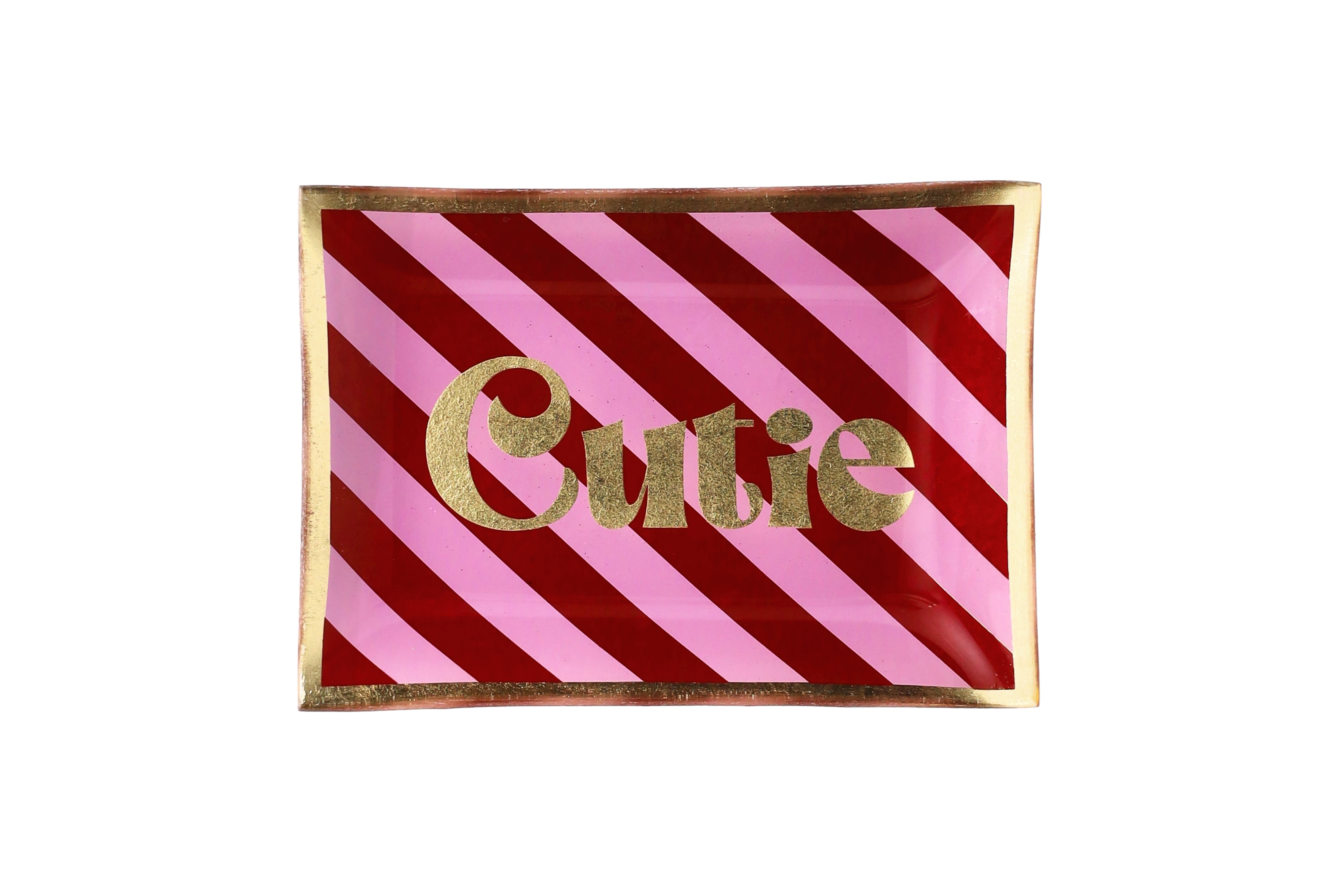 Love Plates, glass plate m, motive: cutie, pink/red