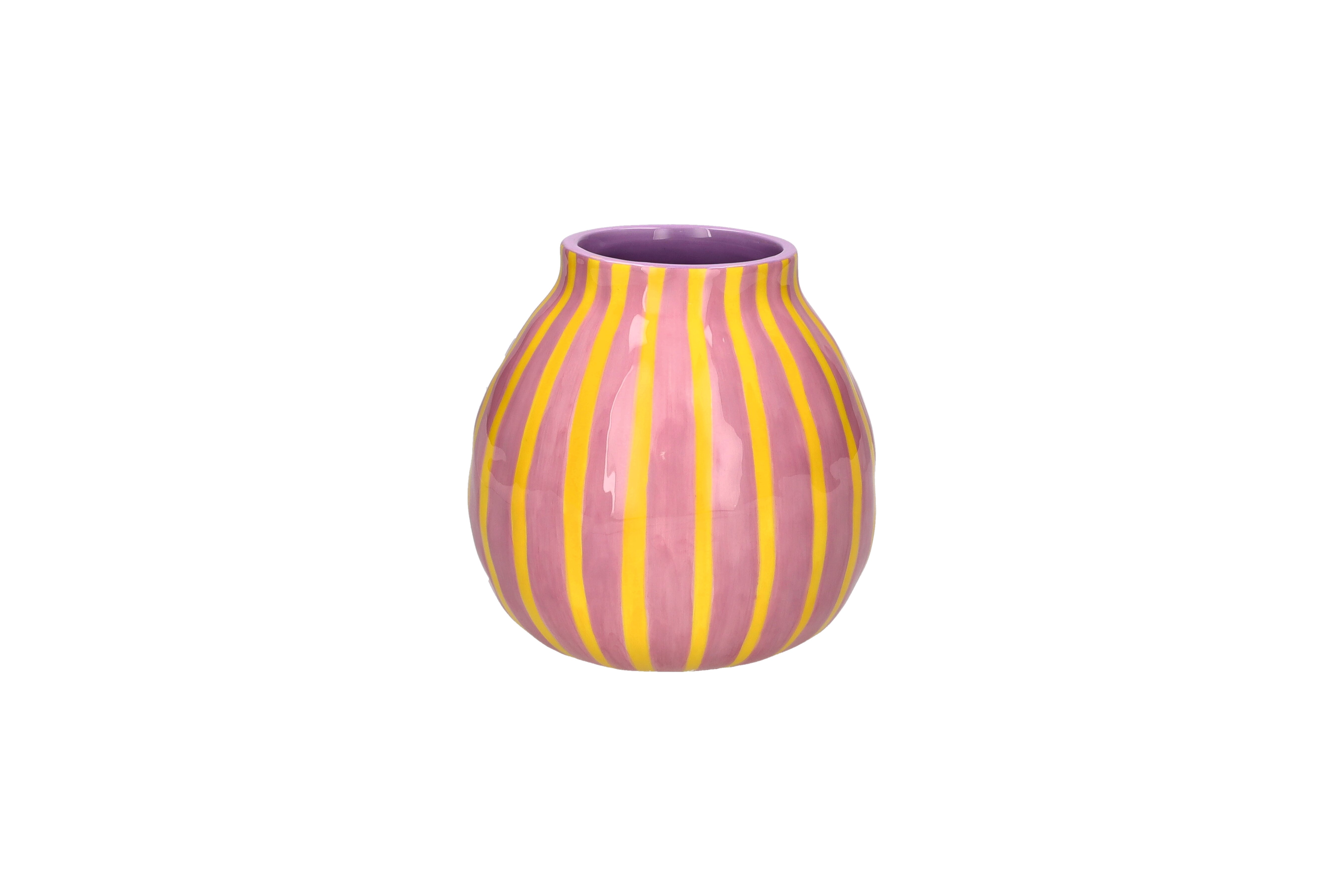 Artisan, vase, striped, S, pink/yellow