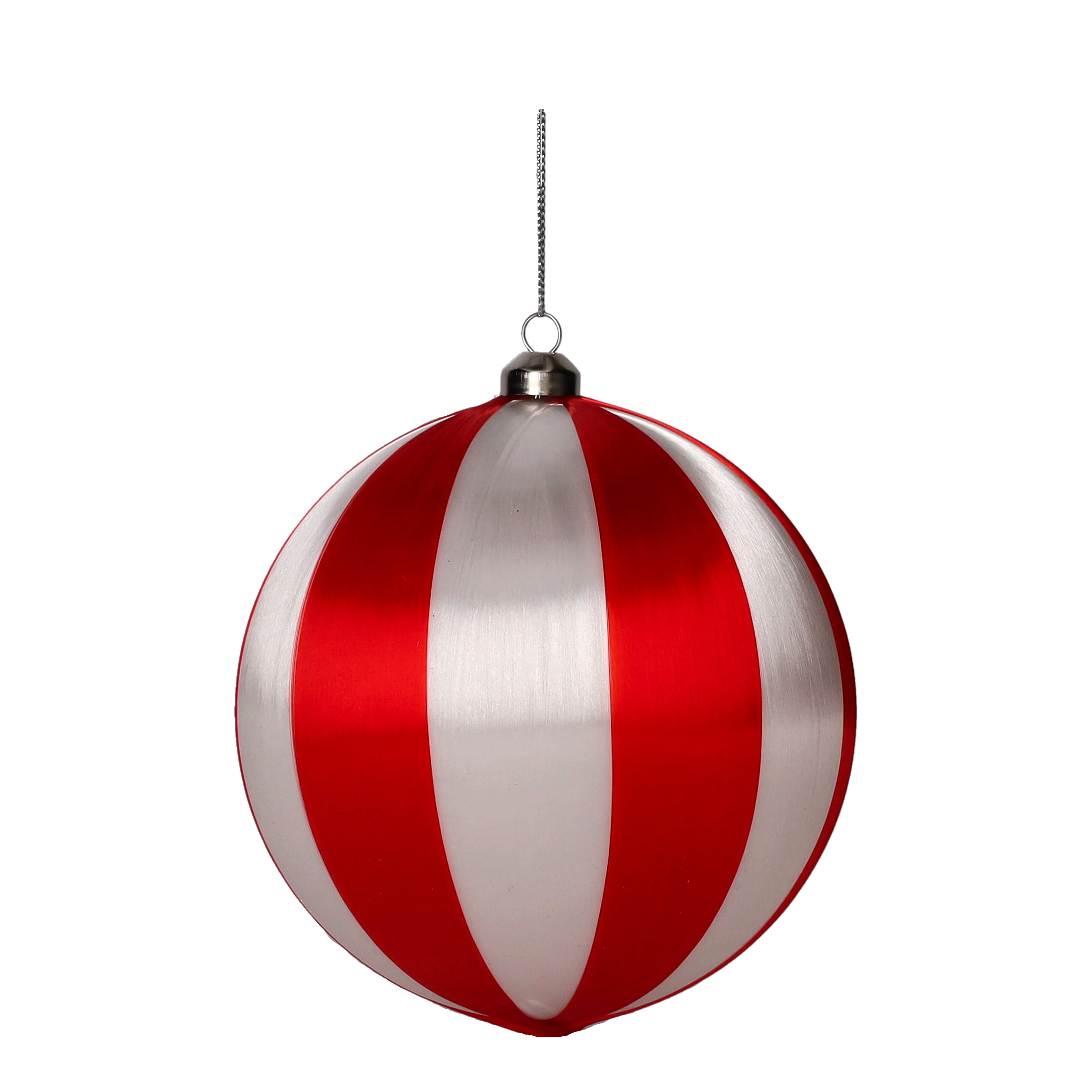 Chinois, Weihnachtskugel, 12cm, Streifen, rot/weiss