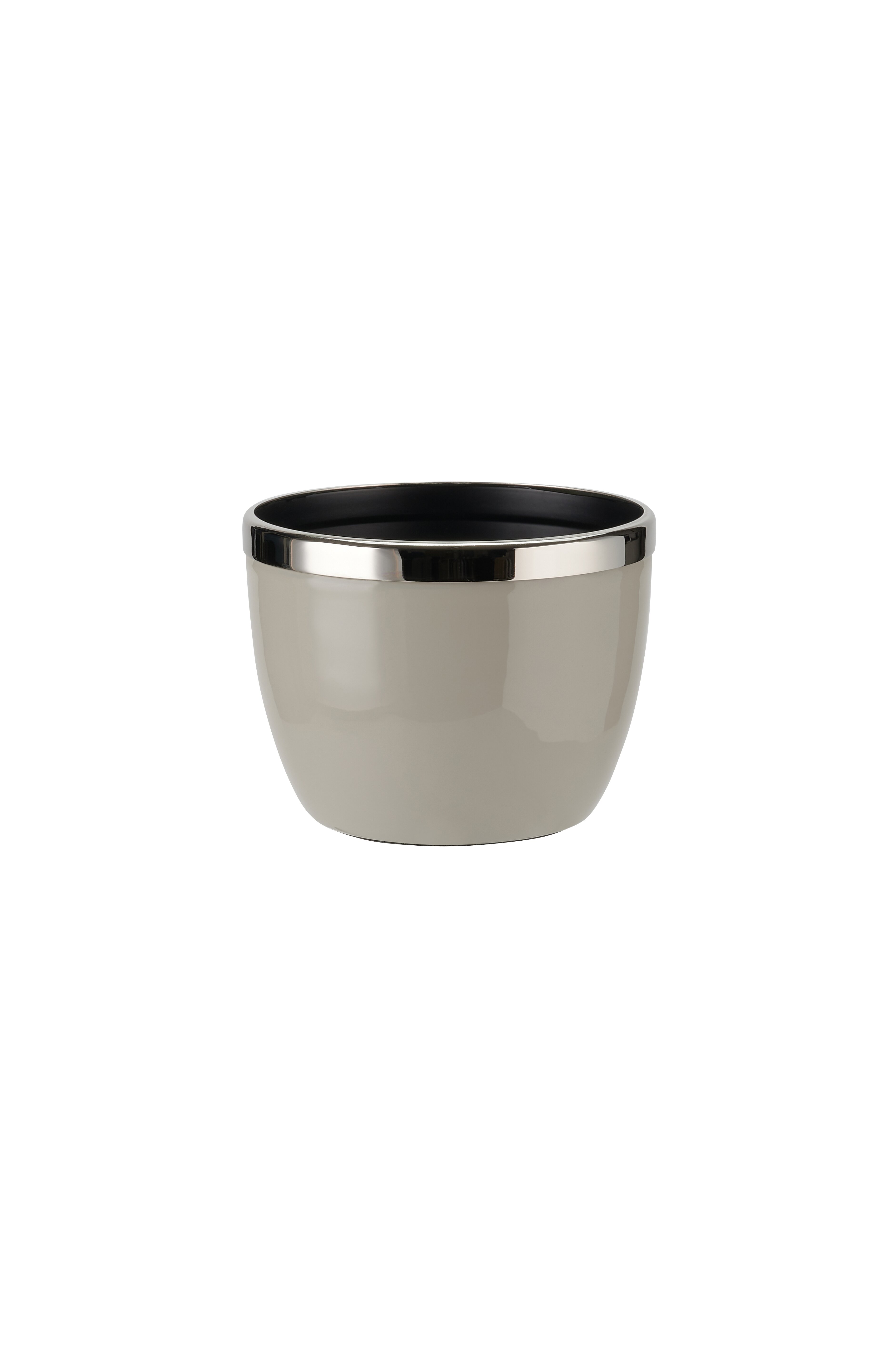 Saigon, Übertopf mit Metallring, S(H12cm), sandstone/silber