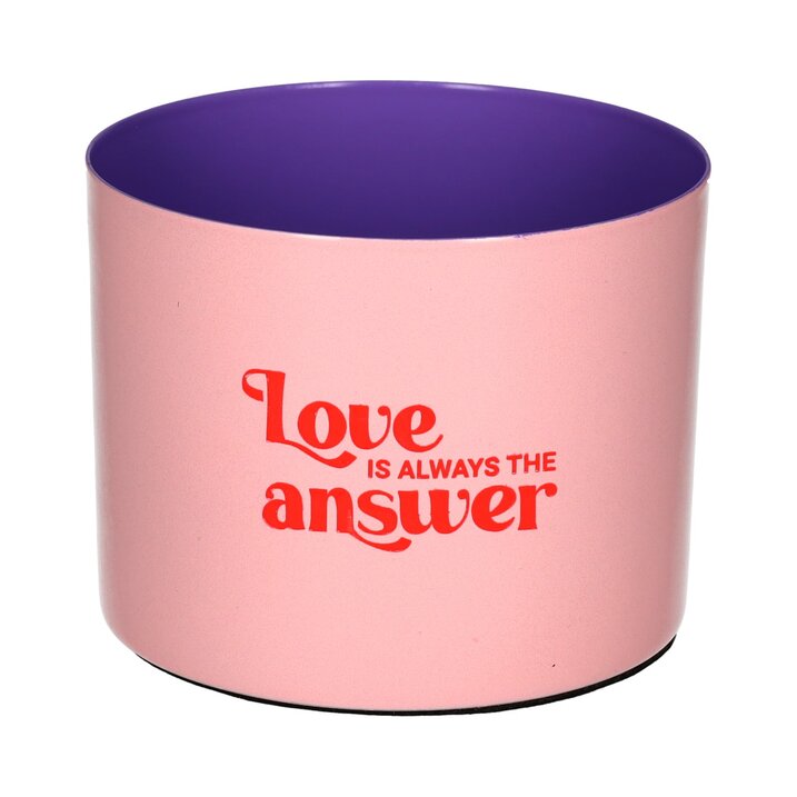 Goa, Windlicht, Motiv: Love is always the answer, rosa/lila
